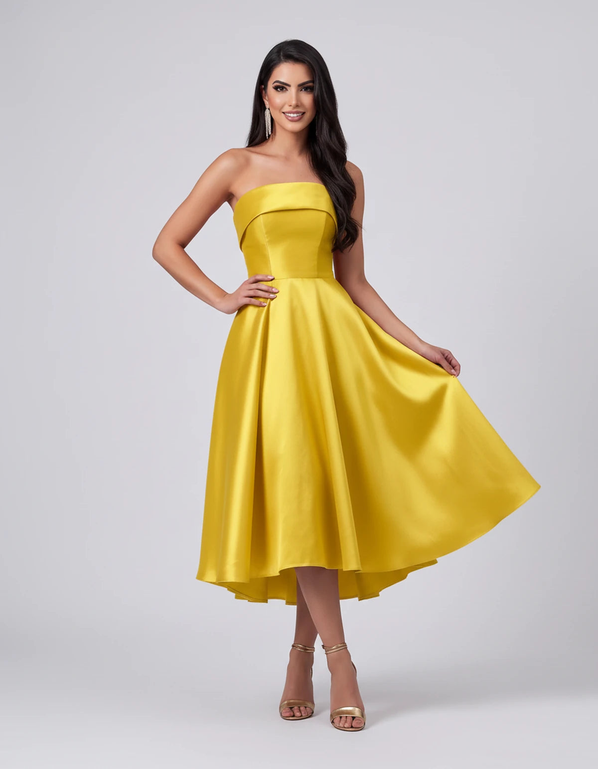 Esmeralde Midi Dresses — Yellow | SKU: SD-95025-yellow-2,SD-95025-yellow-4,SD-95025-yellow-6,SD-95025-yellow-8,SD-95025-yellow-10,SD-95025-yellow-12,SD-95025-yellow-14,SD-95025-yellow-16,SD-95025-yellow-16W,SD-95025-yellow-18W,SD-95025-yellow-20W,SD-95025-yellow-22W