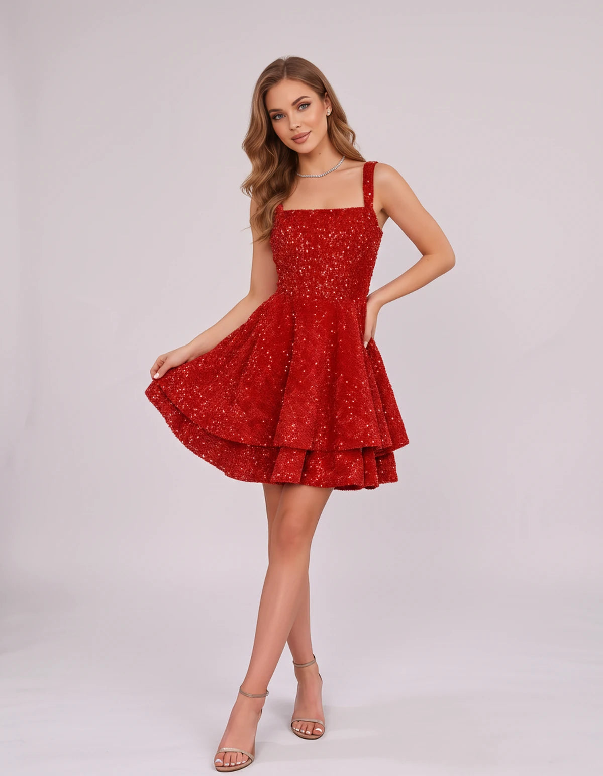 Esperance Mini Dress — Red | SKU: SD-99131-red-2,SD-99131-red-4,SD-99131-red-6,SD-99131-red-8,SD-99131-red-10,SD-99131-red-12,SD-99131-red-14,SD-99131-red-16,SD-99131-red-16W,SD-99131-red-18W,SD-99131-red-20W,SD-99131-red-22W