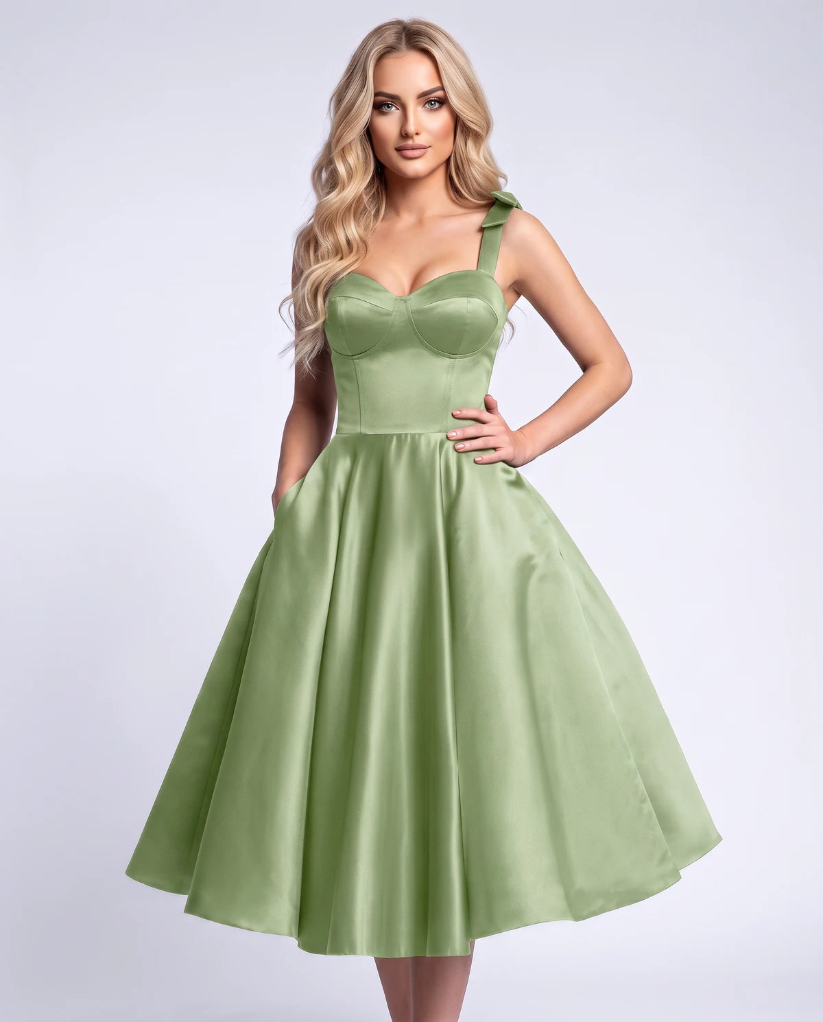 Etoile Midi Dresses — Sage Green