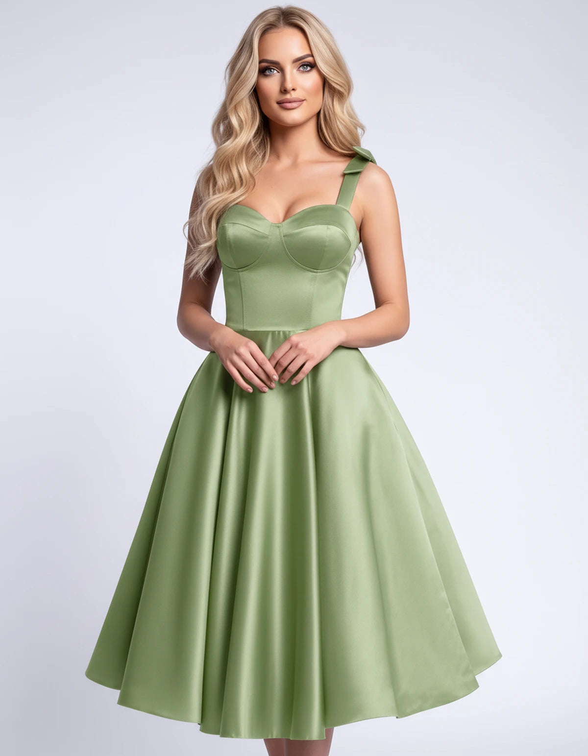 Etoile Midi Dresses — Sage Green | SKU: SD-85492-sagegreen-2,SD-85492-sagegreen-4,SD-85492-sagegreen-6,SD-85492-sagegreen-8,SD-85492-sagegreen-10,SD-85492-sagegreen-12,SD-85492-sagegreen-14,SD-85492-sagegreen-16,SD-85492-sagegreen-16W,SD-85492-sagegreen-18W