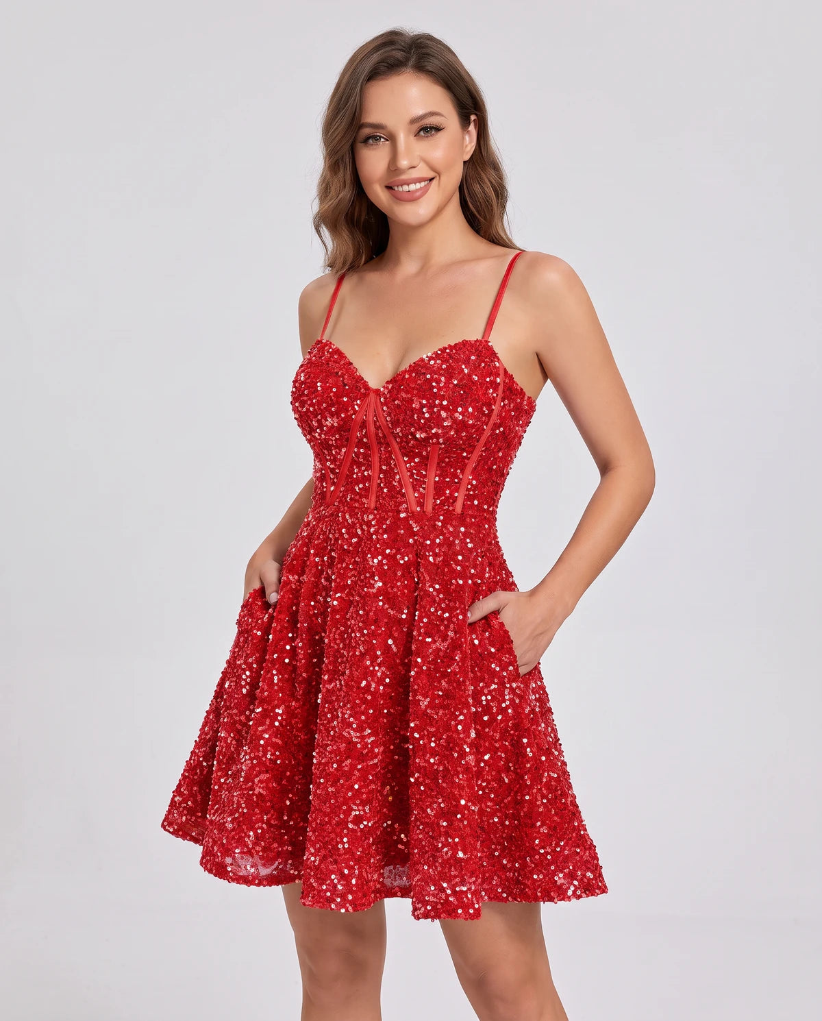Eulalie Mini Dress — Red