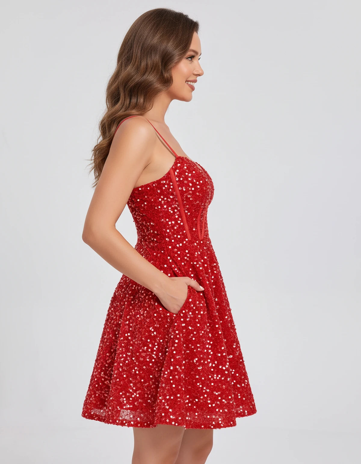 Eulalie Mini Dress — Red | SKU: SD-60773-red-2,SD-60773-red-4,SD-60773-red-6,SD-60773-red-8,SD-60773-red-10,SD-60773-red-12,SD-60773-red-14,SD-60773-red-16,SD-60773-red-16W,SD-60773-red-18W