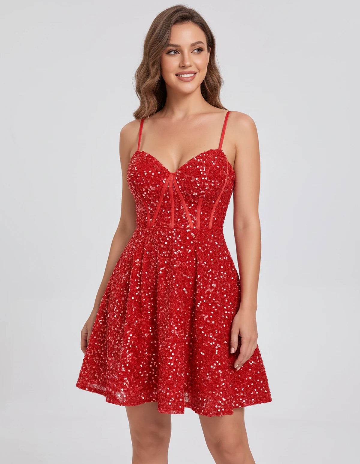 Eulalie Mini Dress — Red | SKU: SD-60773-red-2,SD-60773-red-4,SD-60773-red-6,SD-60773-red-8,SD-60773-red-10,SD-60773-red-12,SD-60773-red-14,SD-60773-red-16,SD-60773-red-16W,SD-60773-red-18W