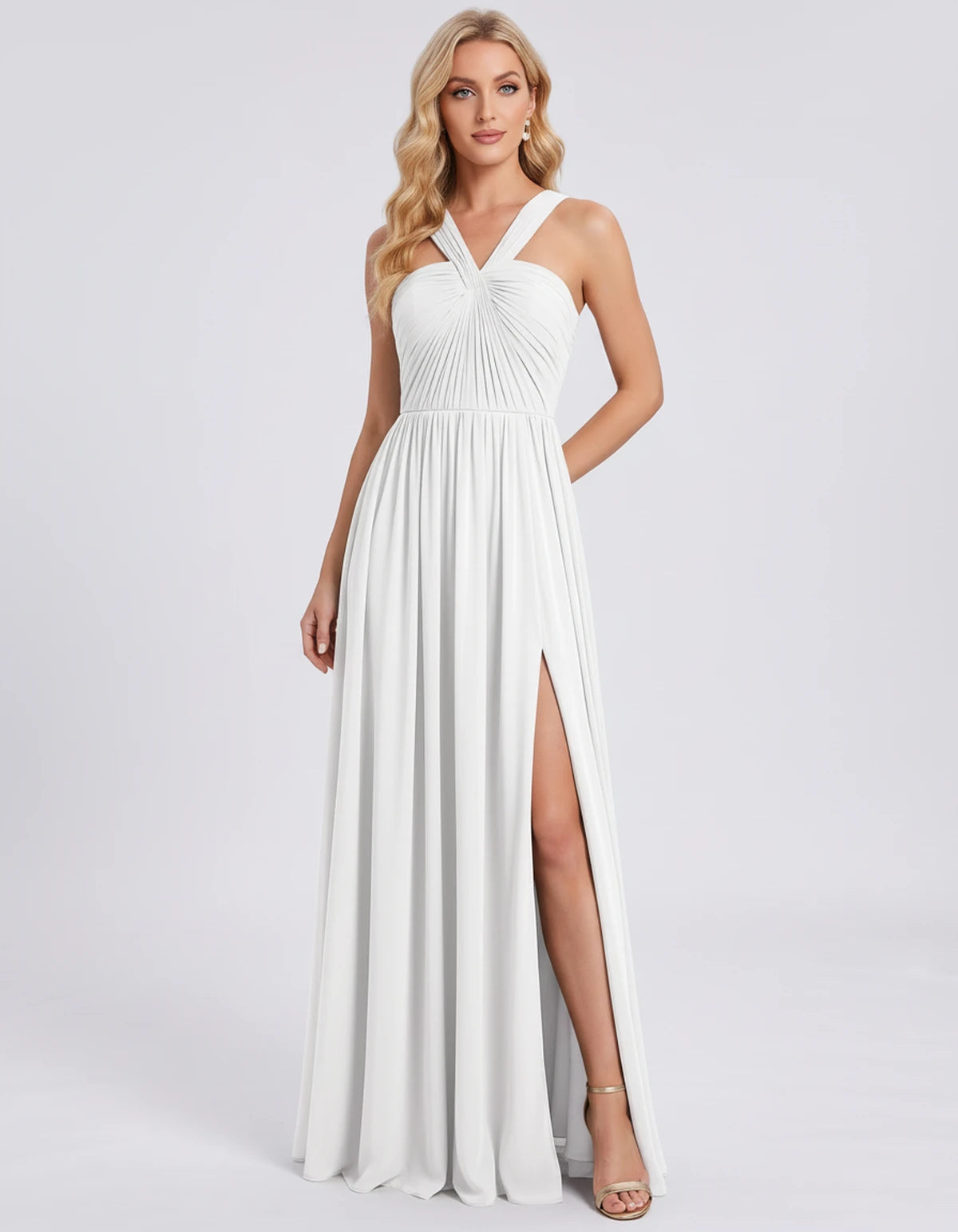 Fabiola Maxi Dress — White | SKU: SD-80378-white-2,SD-80378-white-4,SD-80378-white-6,SD-80378-white-8,SD-80378-white-10,SD-80378-white-12,SD-80378-white-14,SD-80378-white-16,SD-80378-white-16W,SD-80378-white-18W,SD-80378-white-20W,SD-80378-white-22W