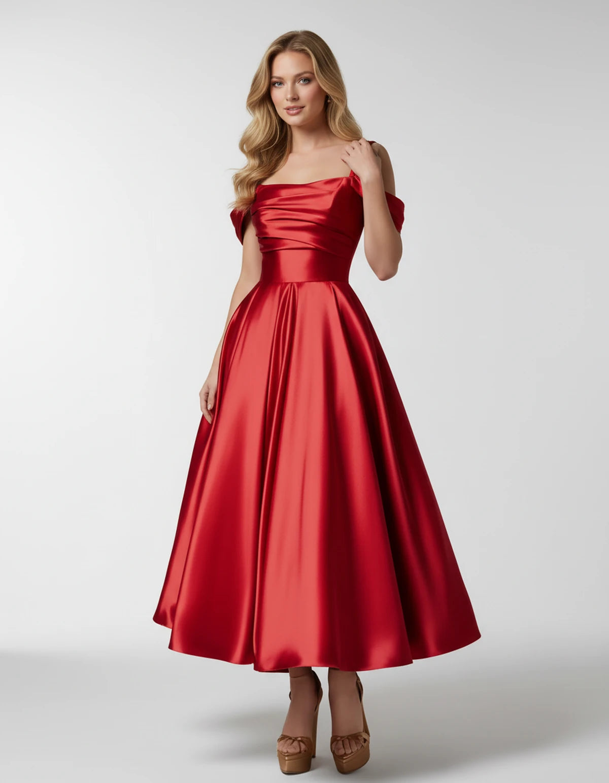 Faustina Midi Dresses — Red | SKU: SD-24487-red-2,SD-24487-red-4,SD-24487-red-6,SD-24487-red-8,SD-24487-red-10,SD-24487-red-12,SD-24487-red-14,SD-24487-red-16,SD-24487-red-16W,SD-24487-red-18W,SD-24487-red-20W,SD-24487-red-22W