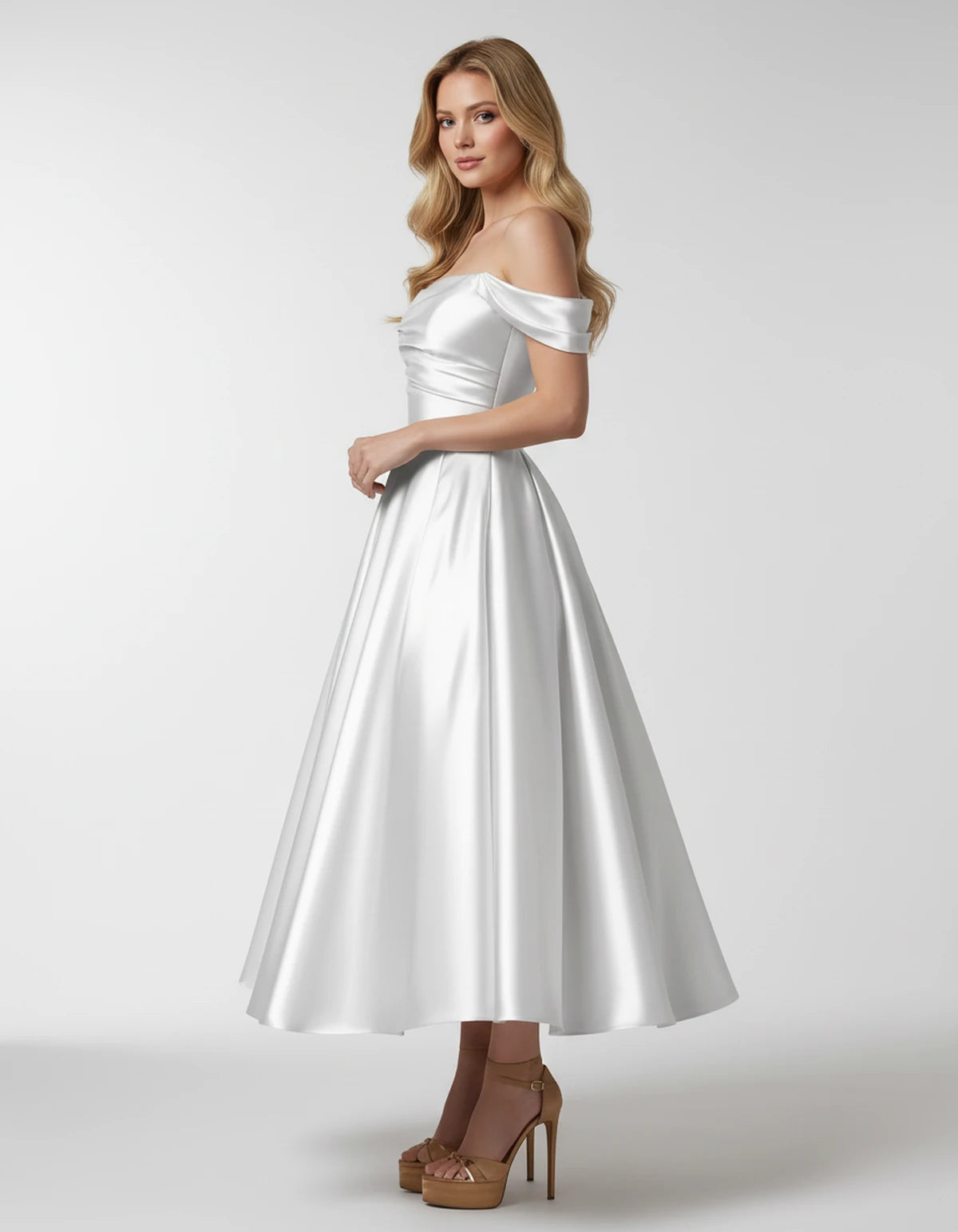 Faustina Midi Dresses — White | SKU: SD-24487-white-2,SD-24487-white-4,SD-24487-white-6,SD-24487-white-8,SD-24487-white-10,SD-24487-white-12,SD-24487-white-14,SD-24487-white-16,SD-24487-white-16W,SD-24487-white-18W,SD-24487-white-20W,SD-24487-white-22W