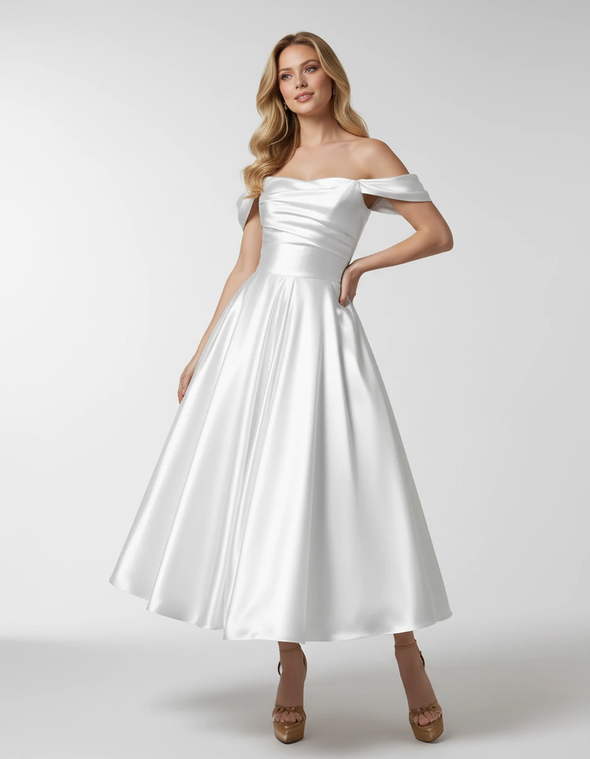Faustina Midi Dresses — White | SKU: SD-24487-white-2,SD-24487-white-4,SD-24487-white-6,SD-24487-white-8,SD-24487-white-10,SD-24487-white-12,SD-24487-white-14,SD-24487-white-16,SD-24487-white-16W,SD-24487-white-18W,SD-24487-white-20W,SD-24487-white-22W