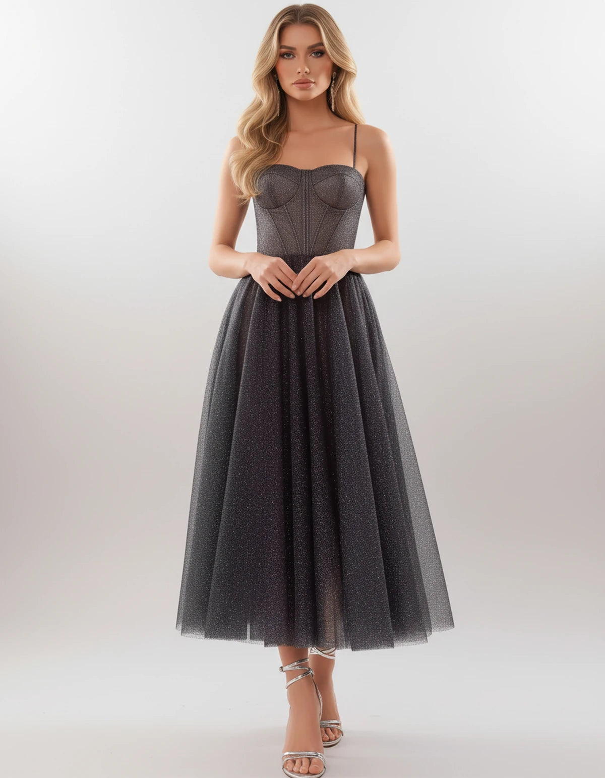 Filomena Midi Dresses — Black | SKU: SD-84441-black-2,SD-84441-black-4,SD-84441-black-6,SD-84441-black-8,SD-84441-black-10,SD-84441-black-12,SD-84441-black-14,SD-84441-black-16,SD-84441-black-16W,SD-84441-black-18W,SD-84441-black-20W,SD-84441-black-22W
