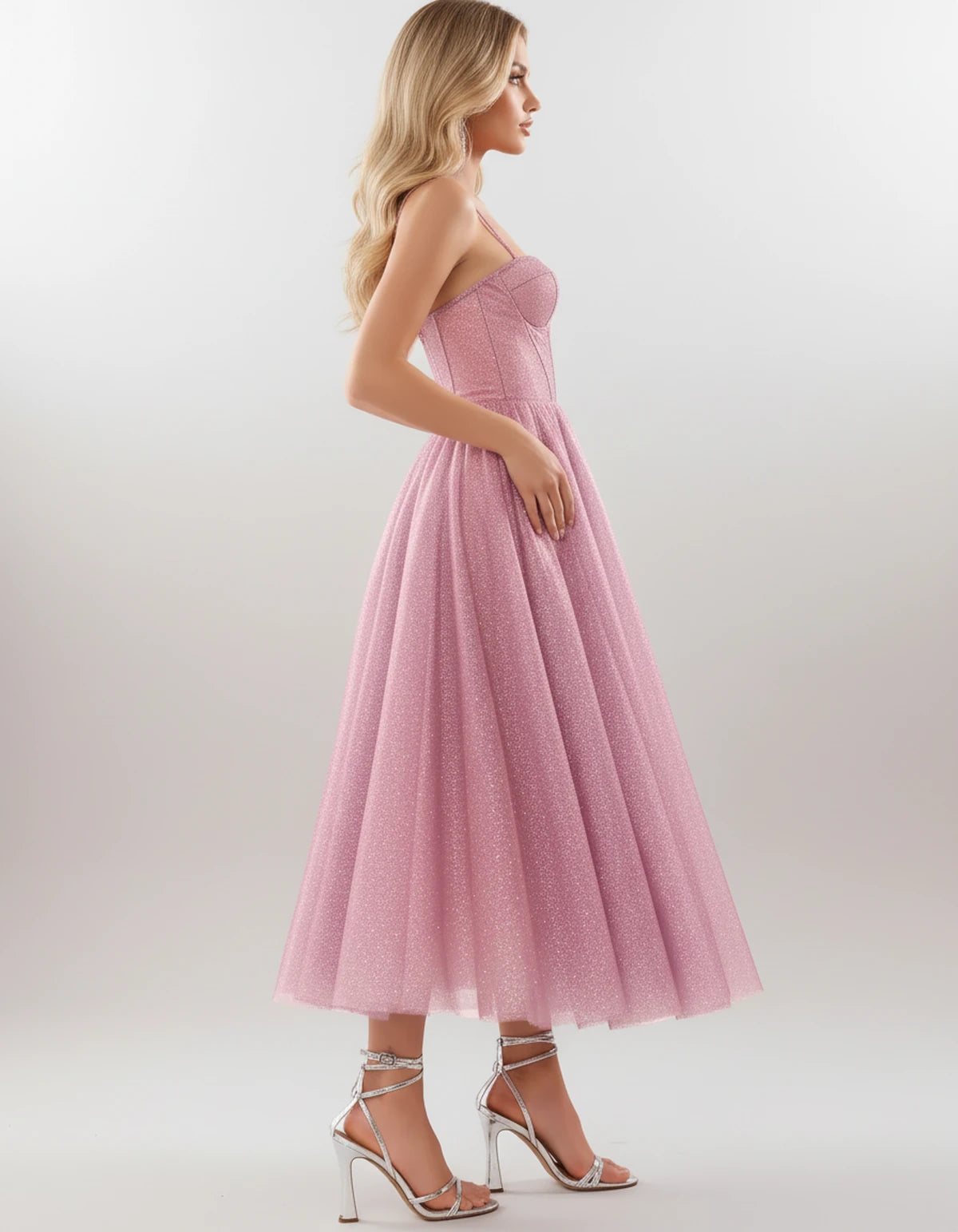Filomena Midi Dresses — Pink | SKU: SD-84441-pink-2,SD-84441-pink-4,SD-84441-pink-6,SD-84441-pink-8,SD-84441-pink-10,SD-84441-pink-12,SD-84441-pink-14,SD-84441-pink-16,SD-84441-pink-16W,SD-84441-pink-18W,SD-84441-pink-20W,SD-84441-pink-22W
