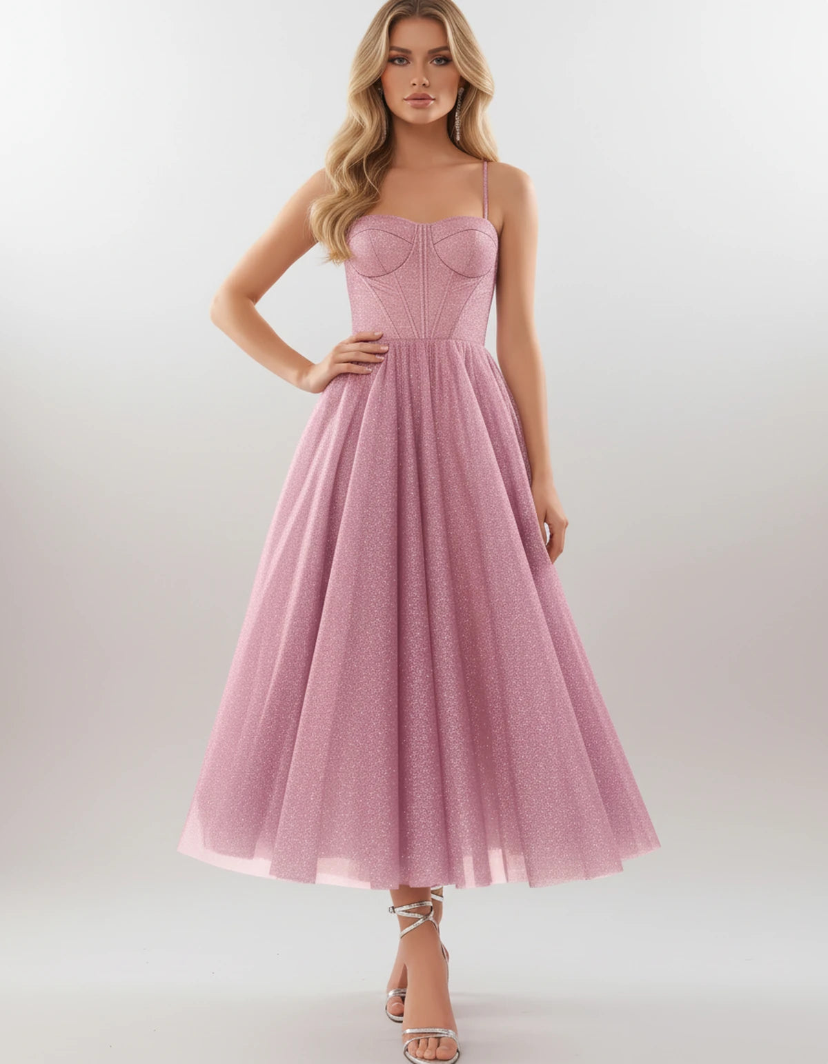 Filomena Midi Dresses — Pink | SKU: SD-84441-pink-2,SD-84441-pink-4,SD-84441-pink-6,SD-84441-pink-8,SD-84441-pink-10,SD-84441-pink-12,SD-84441-pink-14,SD-84441-pink-16,SD-84441-pink-16W,SD-84441-pink-18W,SD-84441-pink-20W,SD-84441-pink-22W