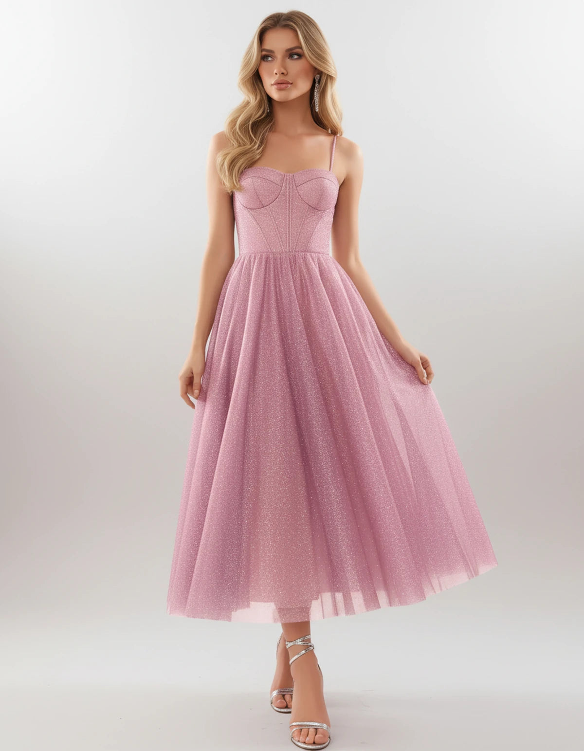 Filomena Midi Dresses — Pink | SKU: SD-84441-pink-2,SD-84441-pink-4,SD-84441-pink-6,SD-84441-pink-8,SD-84441-pink-10,SD-84441-pink-12,SD-84441-pink-14,SD-84441-pink-16,SD-84441-pink-16W,SD-84441-pink-18W,SD-84441-pink-20W,SD-84441-pink-22W