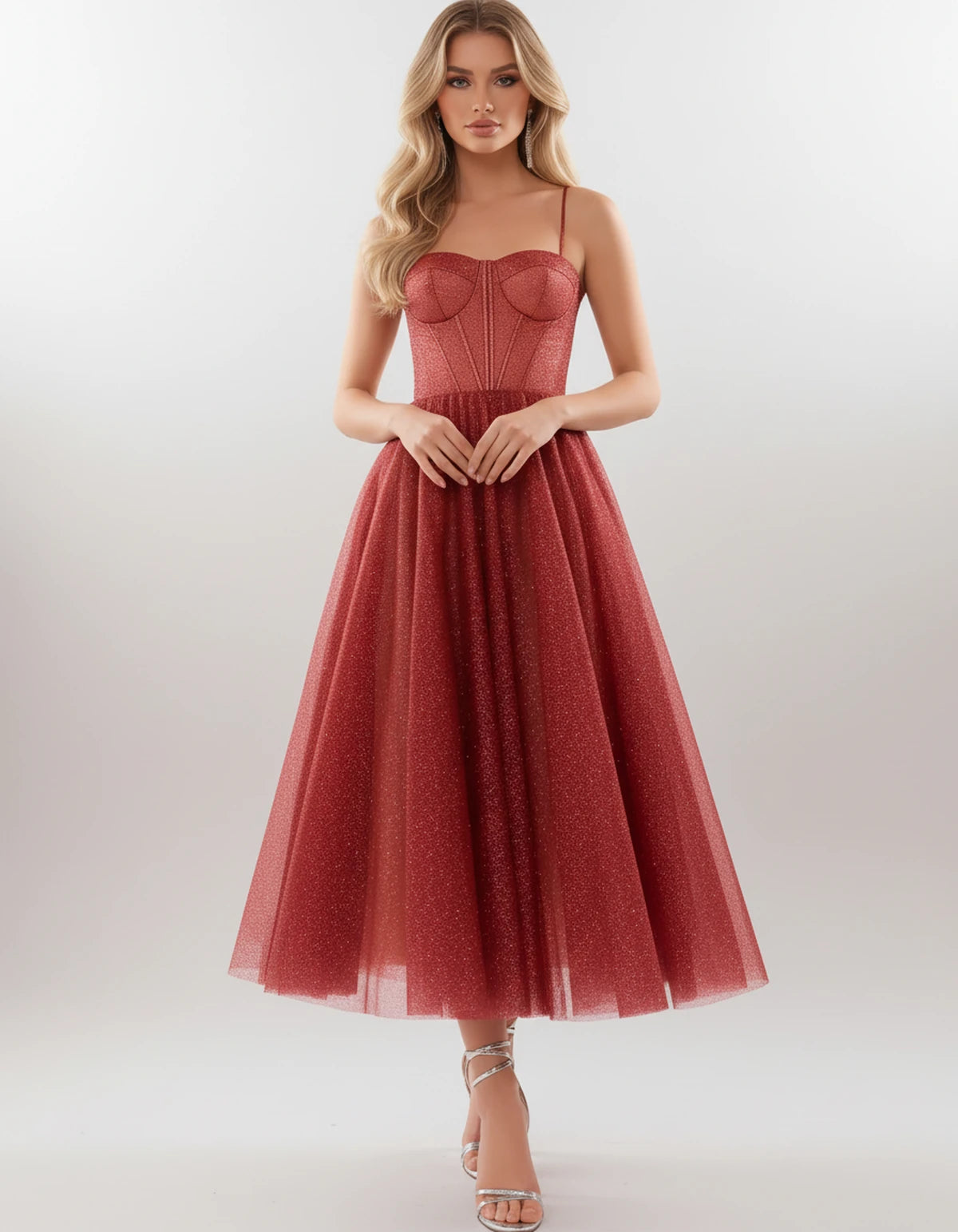Filomena Midi Dresses — Red | SKU: SD-84441-red-2,SD-84441-red-4,SD-84441-red-6,SD-84441-red-8,SD-84441-red-10,SD-84441-red-12,SD-84441-red-14,SD-84441-red-16,SD-84441-red-16W,SD-84441-red-18W,SD-84441-red-20W,SD-84441-red-22W