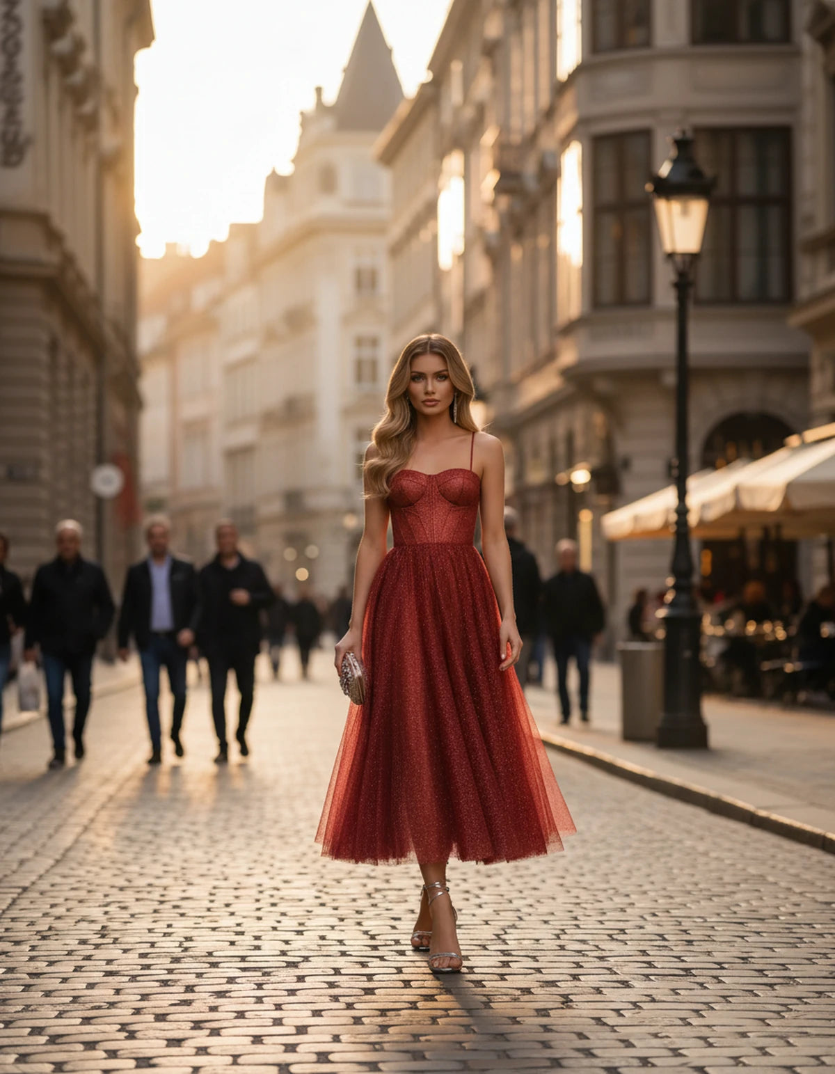 Filomena Midi Dresses — Red | SKU: SD-84441-red-2,SD-84441-red-4,SD-84441-red-6,SD-84441-red-8,SD-84441-red-10,SD-84441-red-12,SD-84441-red-14,SD-84441-red-16,SD-84441-red-16W,SD-84441-red-18W,SD-84441-red-20W,SD-84441-red-22W