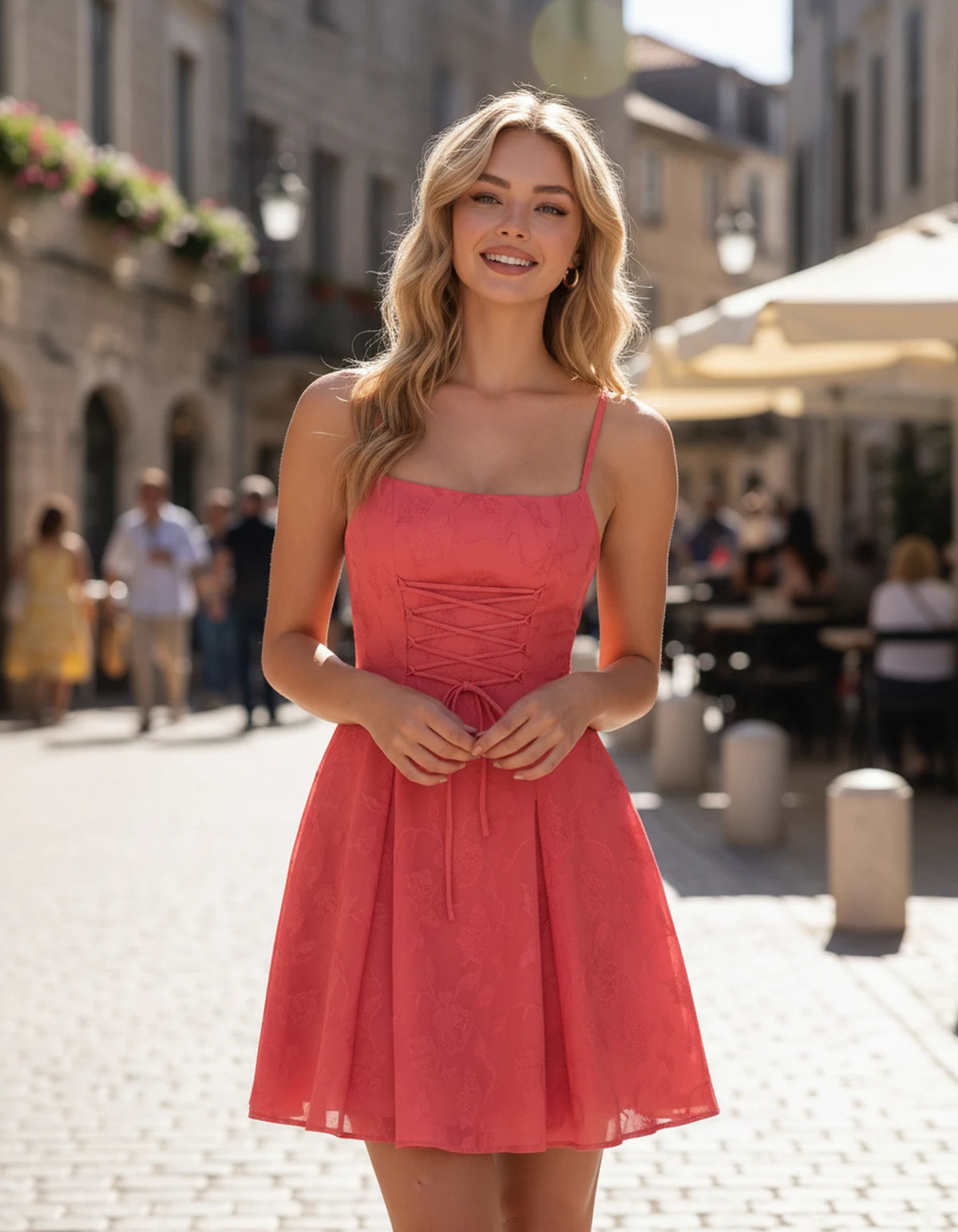 Flavienne Mini Dress — Bright Pink | SKU: SD-14421-brightpink-2,SD-14421-brightpink-4,SD-14421-brightpink-6,SD-14421-brightpink-8,SD-14421-brightpink-10,SD-14421-brightpink-12,SD-14421-brightpink-14,SD-14421-brightpink-16,SD-14421-brightpink-16W,SD-14421-brightpink-18W,SD-14421-brightpink-20W,SD-14421-brightpink-22W