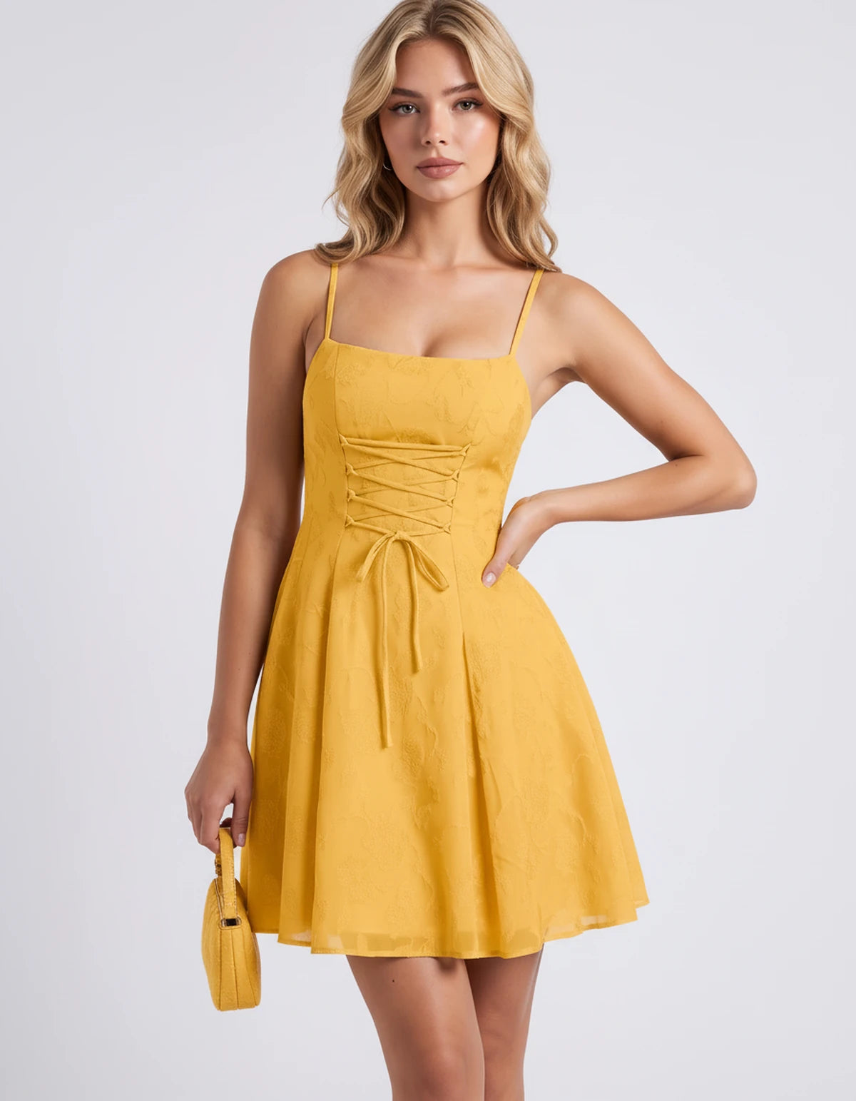 Flavienne Mini Dress — Gold | SKU: SD-14421-gold-2,SD-14421-gold-4,SD-14421-gold-6,SD-14421-gold-8,SD-14421-gold-10,SD-14421-gold-12,SD-14421-gold-14,SD-14421-gold-16,SD-14421-gold-16W,SD-14421-gold-18W,SD-14421-gold-20W,SD-14421-gold-22W