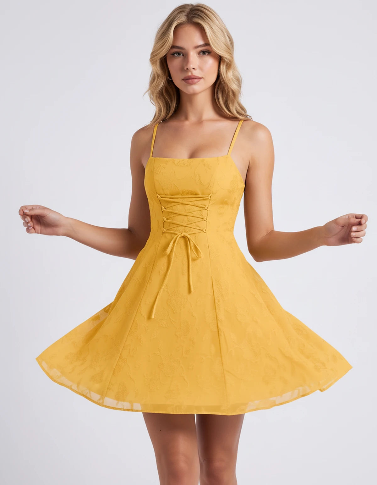 Flavienne Mini Dress — Gold | SKU: SD-14421-gold-2,SD-14421-gold-4,SD-14421-gold-6,SD-14421-gold-8,SD-14421-gold-10,SD-14421-gold-12,SD-14421-gold-14,SD-14421-gold-16,SD-14421-gold-16W,SD-14421-gold-18W,SD-14421-gold-20W,SD-14421-gold-22W