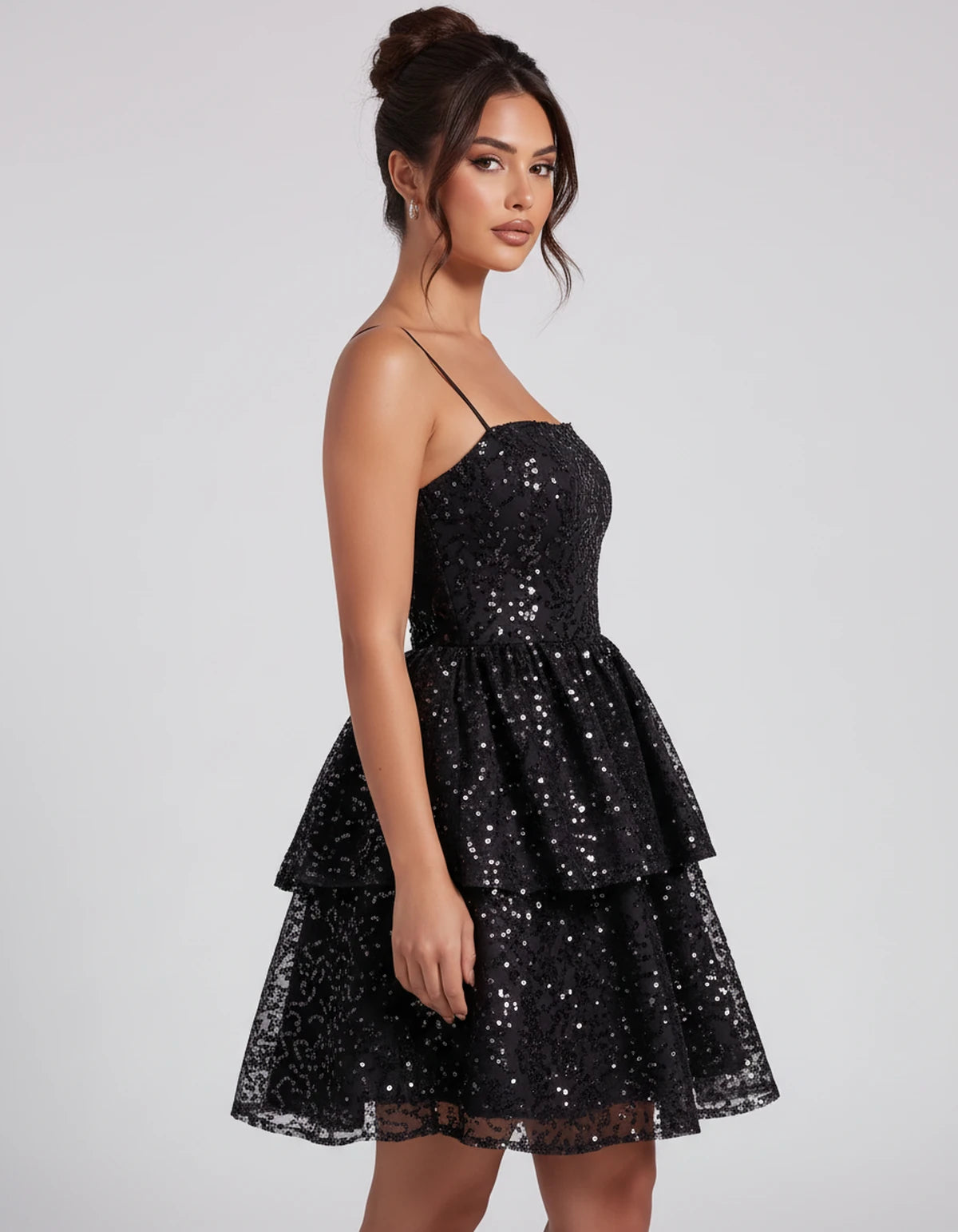 Florabel Mini Dress — Black | SKU: SD-93674-black-2,SD-93674-black-4,SD-93674-black-6,SD-93674-black-8,SD-93674-black-10,SD-93674-black-12,SD-93674-black-14,SD-93674-black-16,SD-93674-black-16W,SD-93674-black-18W,SD-93674-black-20W,SD-93674-black-22W