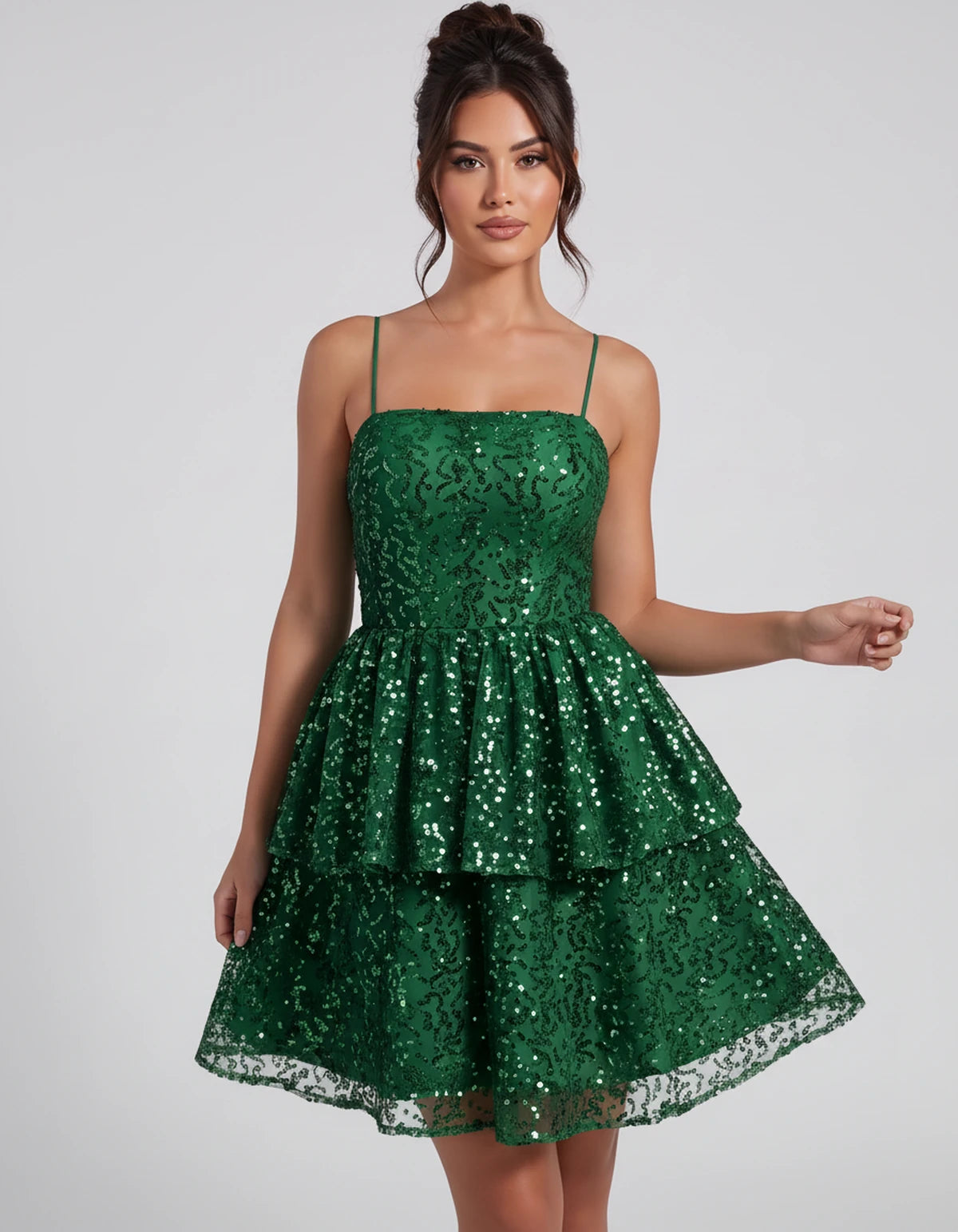 Florabel Mini Dress — Emerald | SKU: SD-93674-emerald-2,SD-93674-emerald-4,SD-93674-emerald-6,SD-93674-emerald-8,SD-93674-emerald-10,SD-93674-emerald-12,SD-93674-emerald-14,SD-93674-emerald-16,SD-93674-emerald-16W,SD-93674-emerald-18W,SD-93674-emerald-20W,SD-93674-emerald-22W
