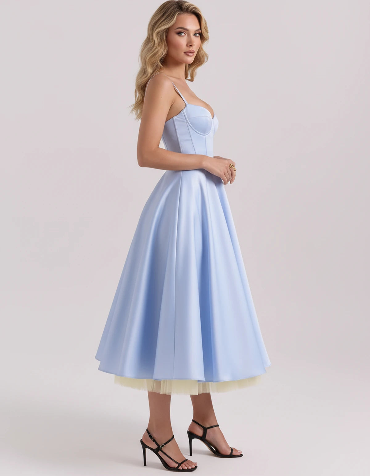 Floriane Midi Dresses — Blue | SKU: SD-68808-blue-XS,SD-68808-blue-S,SD-68808-blue-M,SD-68808-blue-L,SD-68808-blue-XL,SD-68808-blue-2XL