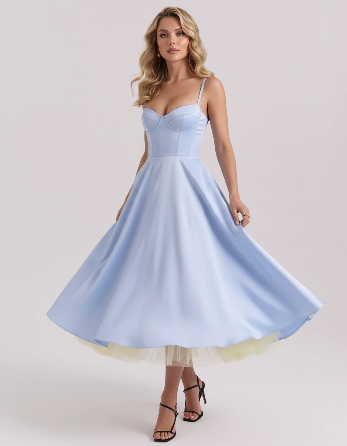 Floriane Midi Dresses — Blue | SKU: SD-68808-blue-XS,SD-68808-blue-S,SD-68808-blue-M,SD-68808-blue-L,SD-68808-blue-XL,SD-68808-blue-2XL