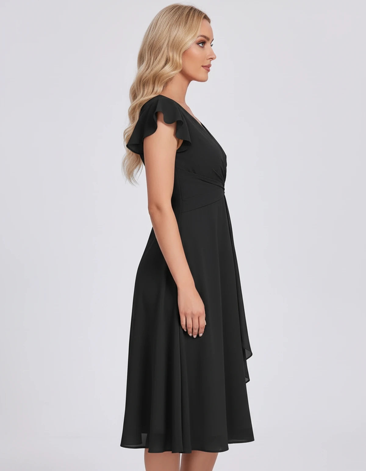 Fontanelle Midi Dresses — Black | SKU: SD-32287-black-2,SD-32287-black-4,SD-32287-black-6,SD-32287-black-8,SD-32287-black-10,SD-32287-black-12,SD-32287-black-14,SD-32287-black-16,SD-32287-black-16W,SD-32287-black-18W,SD-32287-black-20W,SD-32287-black-22W