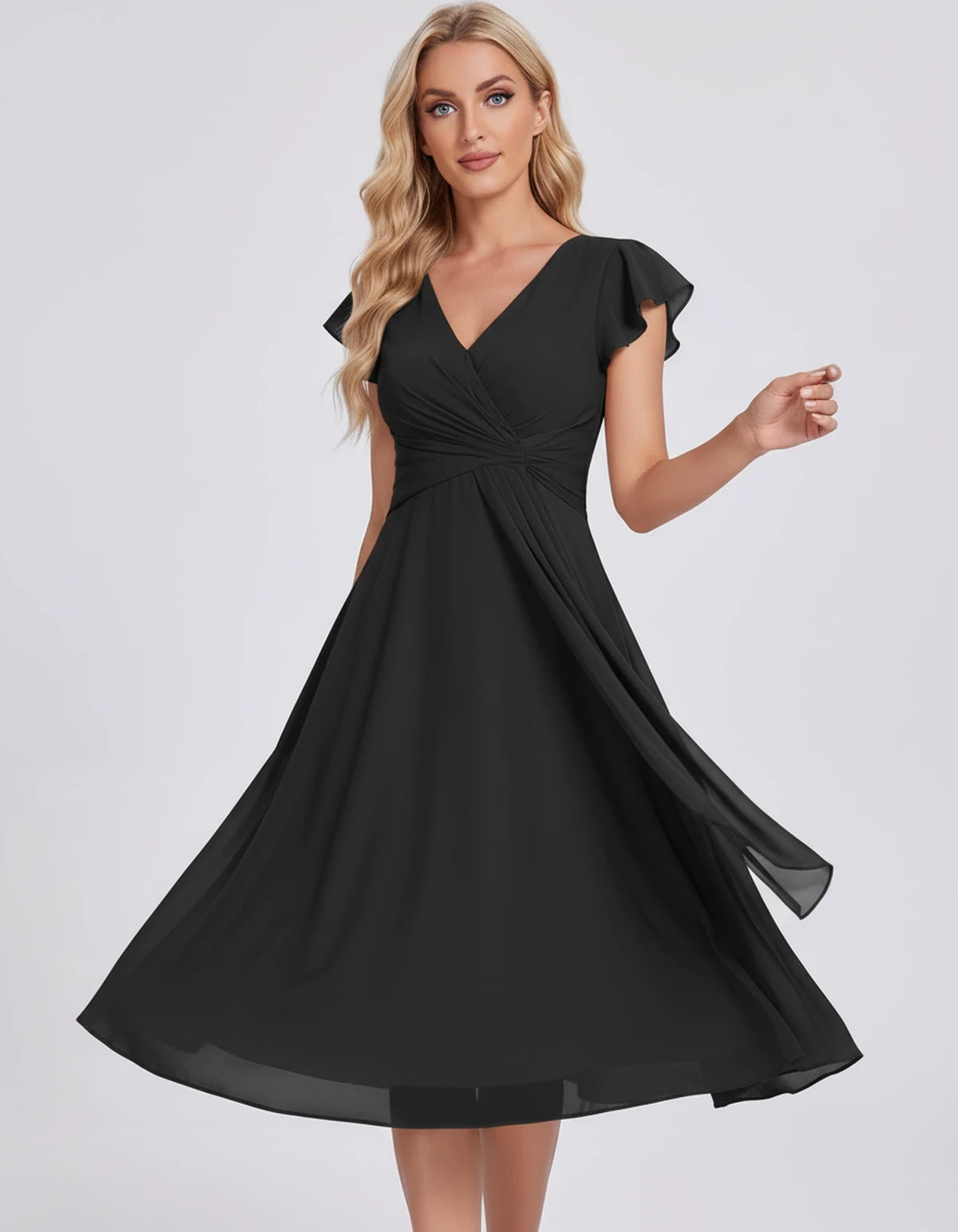 Fontanelle Midi Dresses — Black | SKU: SD-32287-black-2,SD-32287-black-4,SD-32287-black-6,SD-32287-black-8,SD-32287-black-10,SD-32287-black-12,SD-32287-black-14,SD-32287-black-16,SD-32287-black-16W,SD-32287-black-18W,SD-32287-black-20W,SD-32287-black-22W