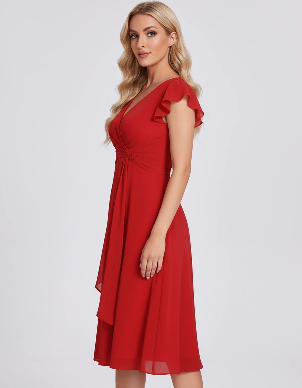 Fontanelle Midi Dresses — Red | SKU: SD-32287-red-2,SD-32287-red-4,SD-32287-red-6,SD-32287-red-8,SD-32287-red-10,SD-32287-red-12,SD-32287-red-14,SD-32287-red-16,SD-32287-red-16W,SD-32287-red-18W,SD-32287-red-20W,SD-32287-red-22W