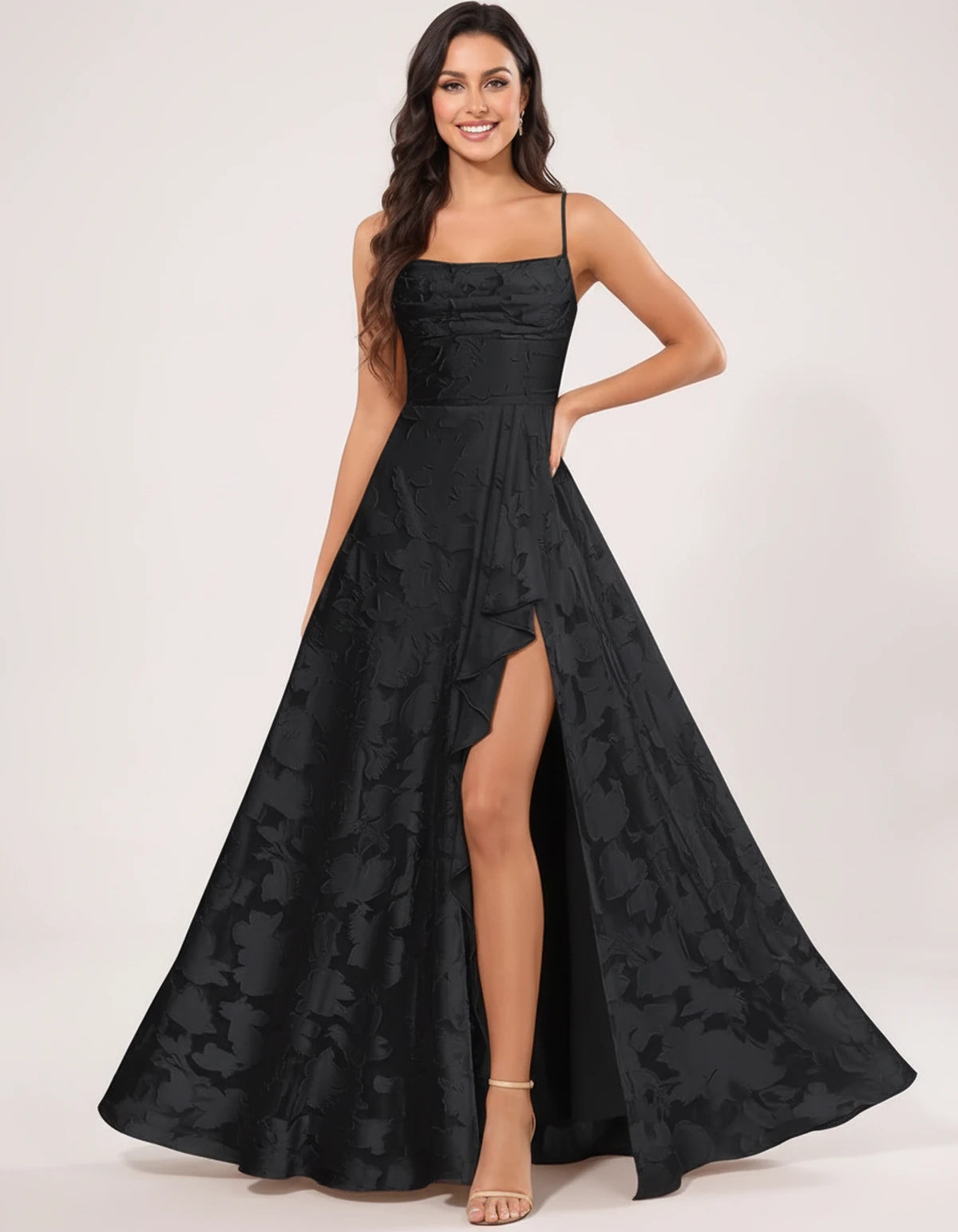 Freesia Maxi Dress — Black | SKU: SD-59435-black-2,SD-59435-black-4,SD-59435-black-6,SD-59435-black-8,SD-59435-black-10,SD-59435-black-12,SD-59435-black-14,SD-59435-black-16,SD-59435-black-16W,SD-59435-black-18W,SD-59435-black-20W