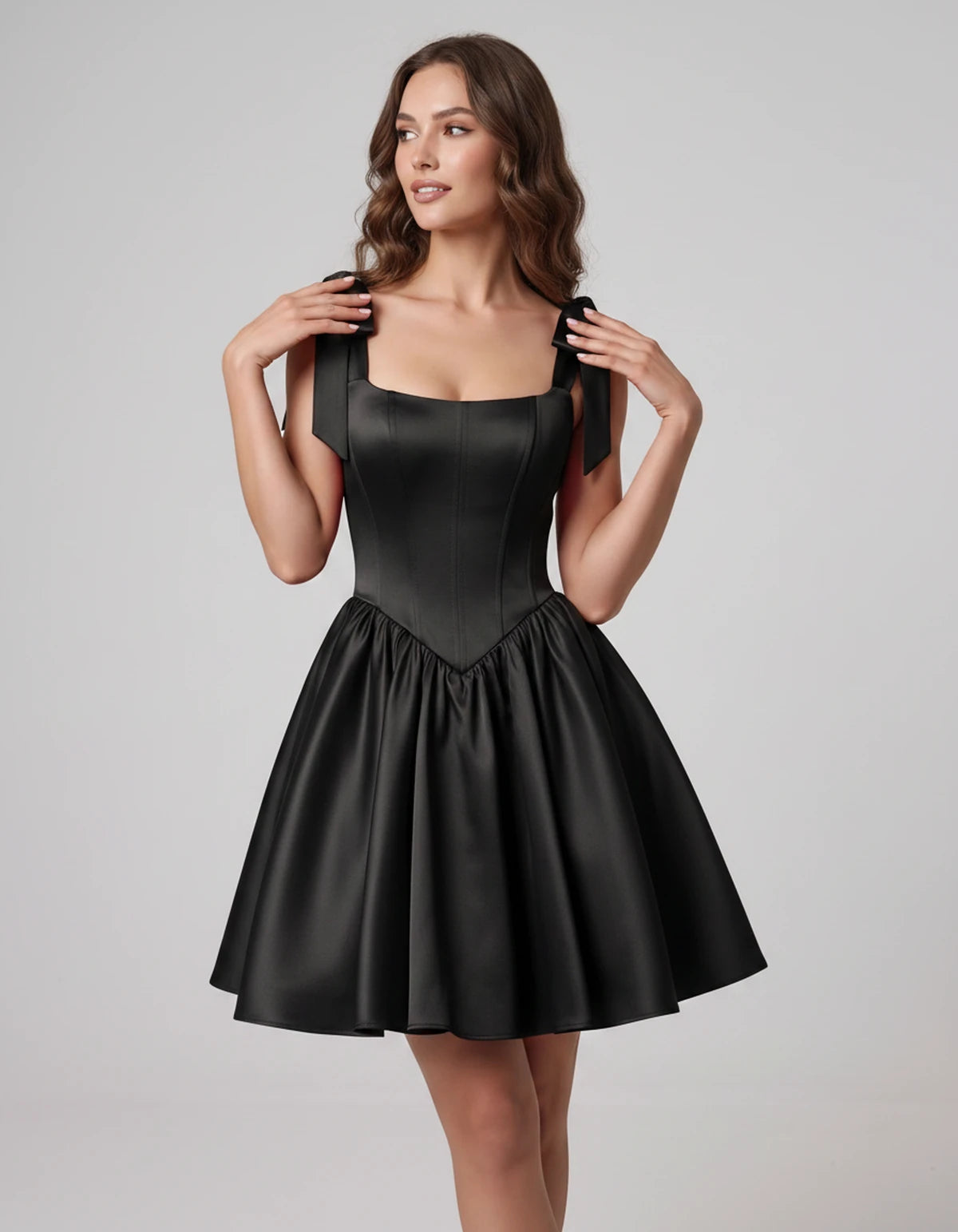 Gardenia Mini Dress — Black | SKU: SD-99958-black-2,SD-99958-black-4,SD-99958-black-6,SD-99958-black-8,SD-99958-black-10,SD-99958-black-12,SD-99958-black-14,SD-99958-black-16,SD-99958-black-16W,SD-99958-black-18W,SD-99958-black-20W,SD-99958-black-22W