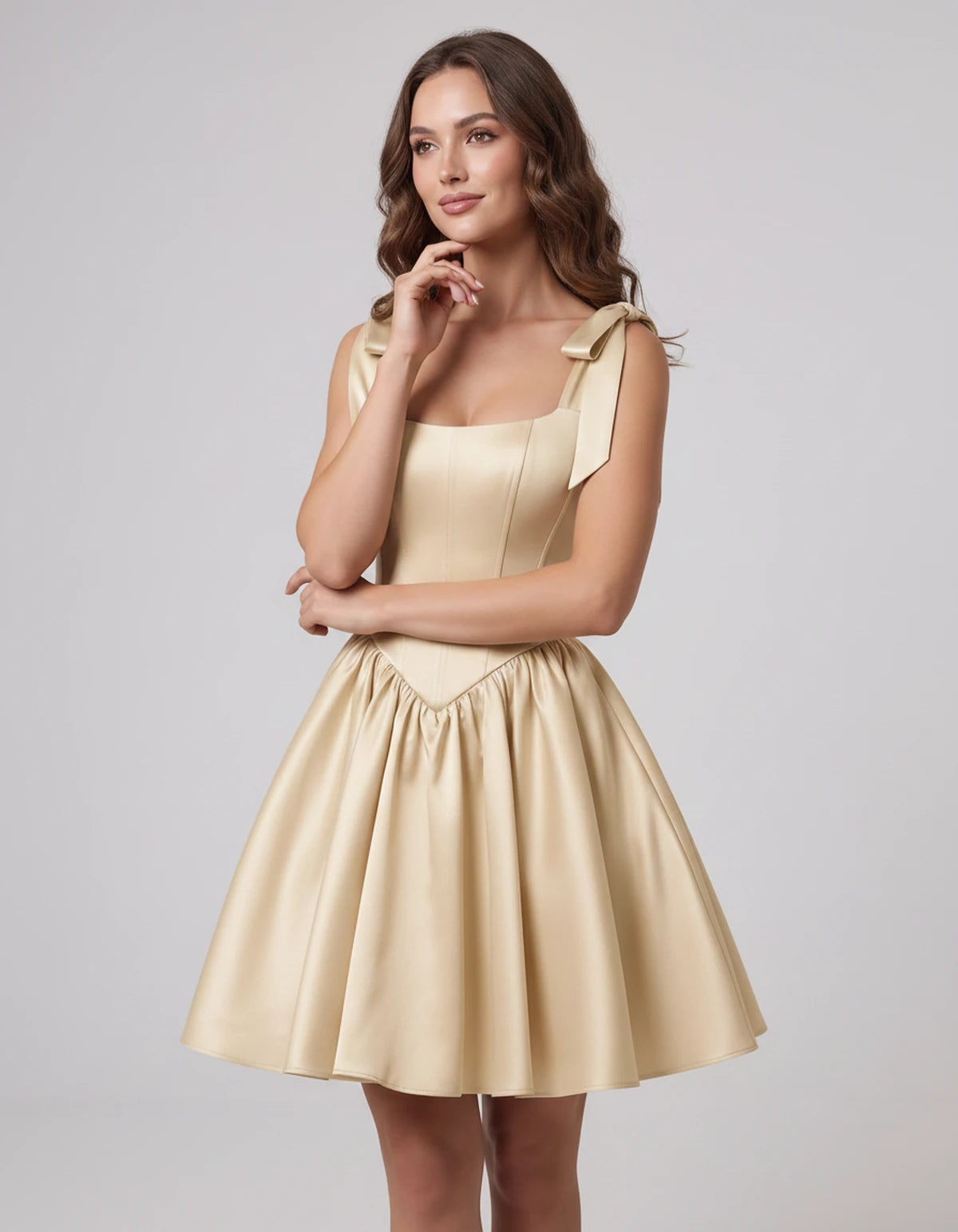 Gardenia Mini Dress — Champagne | SKU: SD-99958-champagne-2,SD-99958-champagne-4,SD-99958-champagne-6,SD-99958-champagne-8,SD-99958-champagne-10,SD-99958-champagne-12,SD-99958-champagne-14,SD-99958-champagne-16,SD-99958-champagne-16W,SD-99958-champagne-18W,SD-99958-champagne-20W,SD-99958-champagne-22W