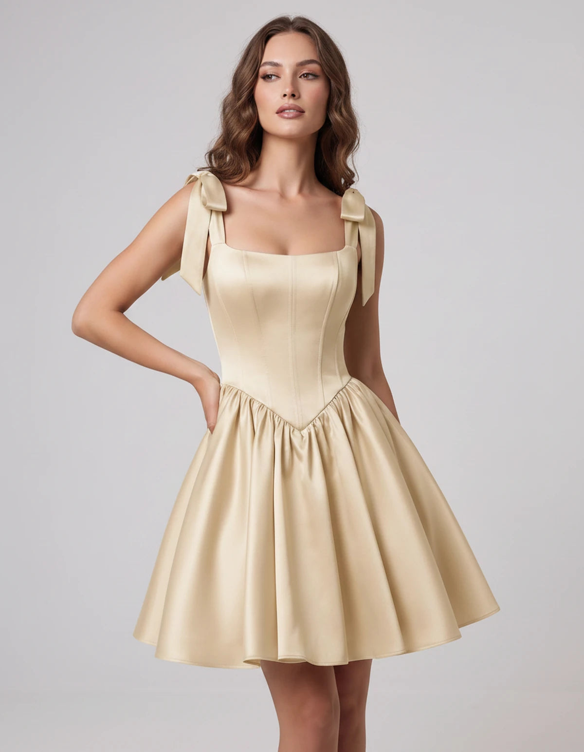 Gardenia Mini Dress — Champagne | SKU: SD-99958-champagne-2,SD-99958-champagne-4,SD-99958-champagne-6,SD-99958-champagne-8,SD-99958-champagne-10,SD-99958-champagne-12,SD-99958-champagne-14,SD-99958-champagne-16,SD-99958-champagne-16W,SD-99958-champagne-18W,SD-99958-champagne-20W,SD-99958-champagne-22W