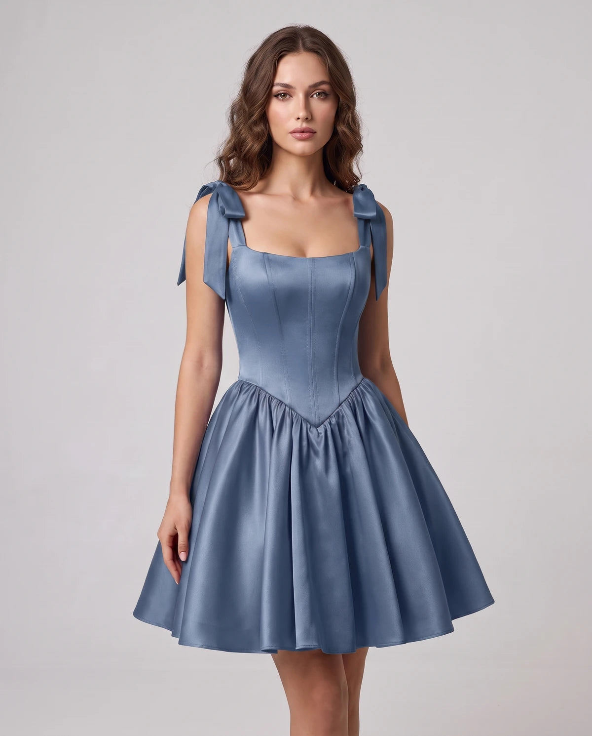 Gardenia Mini Dress — Dusty Blue