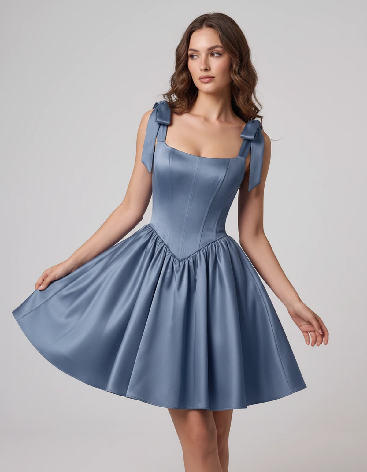 Gardenia Mini Dress — Dusty Blue | SKU: SD-99958-dustyblue-2,SD-99958-dustyblue-4,SD-99958-dustyblue-6,SD-99958-dustyblue-8,SD-99958-dustyblue-10,SD-99958-dustyblue-12,SD-99958-dustyblue-14,SD-99958-dustyblue-16,SD-99958-dustyblue-16W,SD-99958-dustyblue-18W,SD-99958-dustyblue-20W,SD-99958-dustyblue-22W