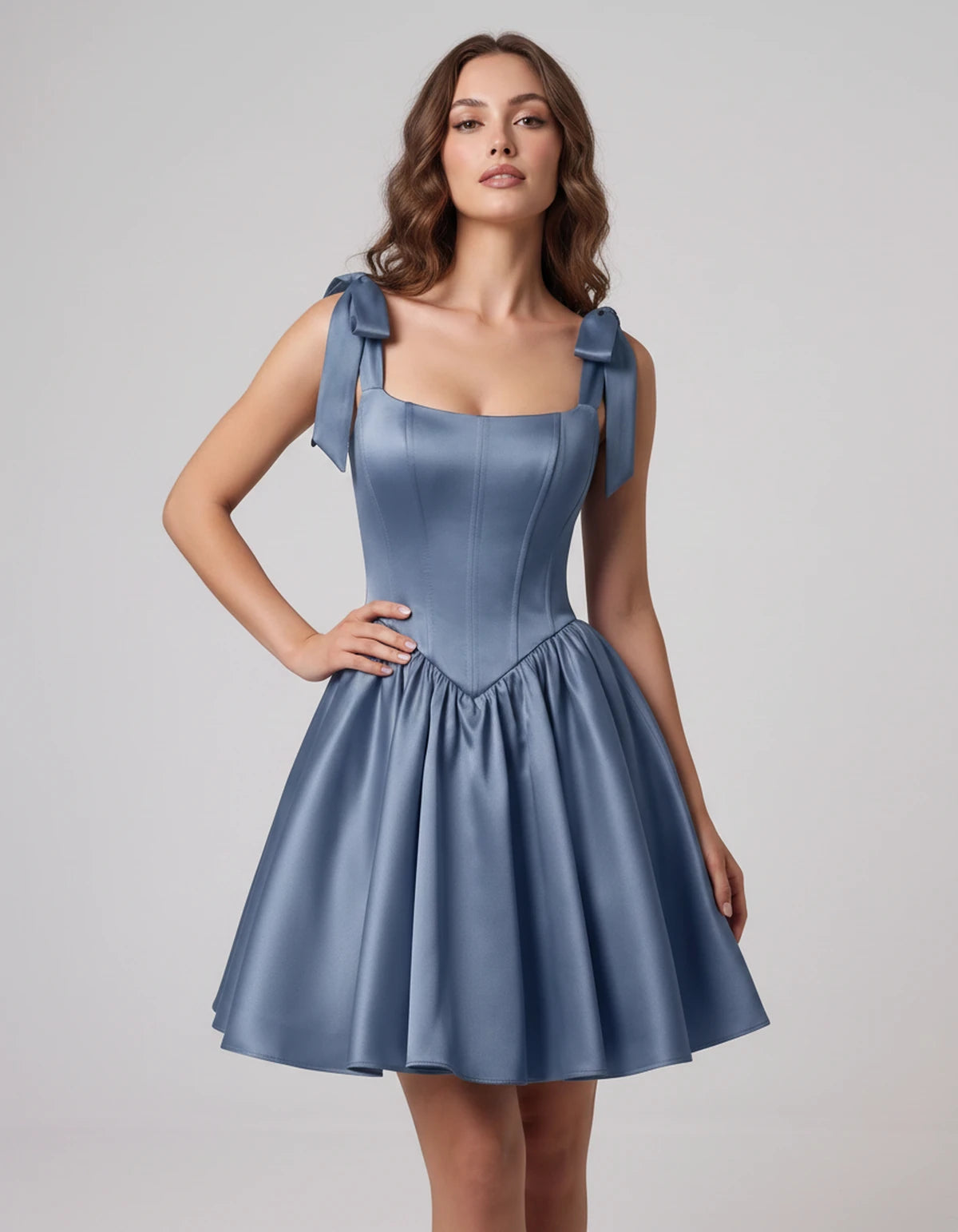Gardenia Mini Dress — Dusty Blue | SKU: SD-99958-dustyblue-2,SD-99958-dustyblue-4,SD-99958-dustyblue-6,SD-99958-dustyblue-8,SD-99958-dustyblue-10,SD-99958-dustyblue-12,SD-99958-dustyblue-14,SD-99958-dustyblue-16,SD-99958-dustyblue-16W,SD-99958-dustyblue-18W,SD-99958-dustyblue-20W,SD-99958-dustyblue-22W