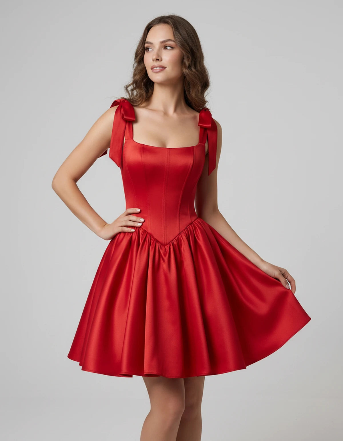 Gardenia Mini Dress — Red | SKU: SD-99958-red-2,SD-99958-red-4,SD-99958-red-6,SD-99958-red-8,SD-99958-red-10,SD-99958-red-12,SD-99958-red-14,SD-99958-red-16,SD-99958-red-16W,SD-99958-red-18W,SD-99958-red-20W,SD-99958-red-22W