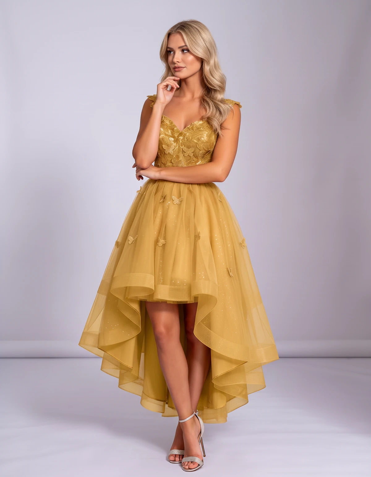 Georgiana Midi Dresses — Gold | SKU: SD-70366-gold-2,SD-70366-gold-4,SD-70366-gold-6,SD-70366-gold-8,SD-70366-gold-10,SD-70366-gold-12,SD-70366-gold-14,SD-70366-gold-16,SD-70366-gold-16W,SD-70366-gold-18W,SD-70366-gold-20W,SD-70366-gold-22W