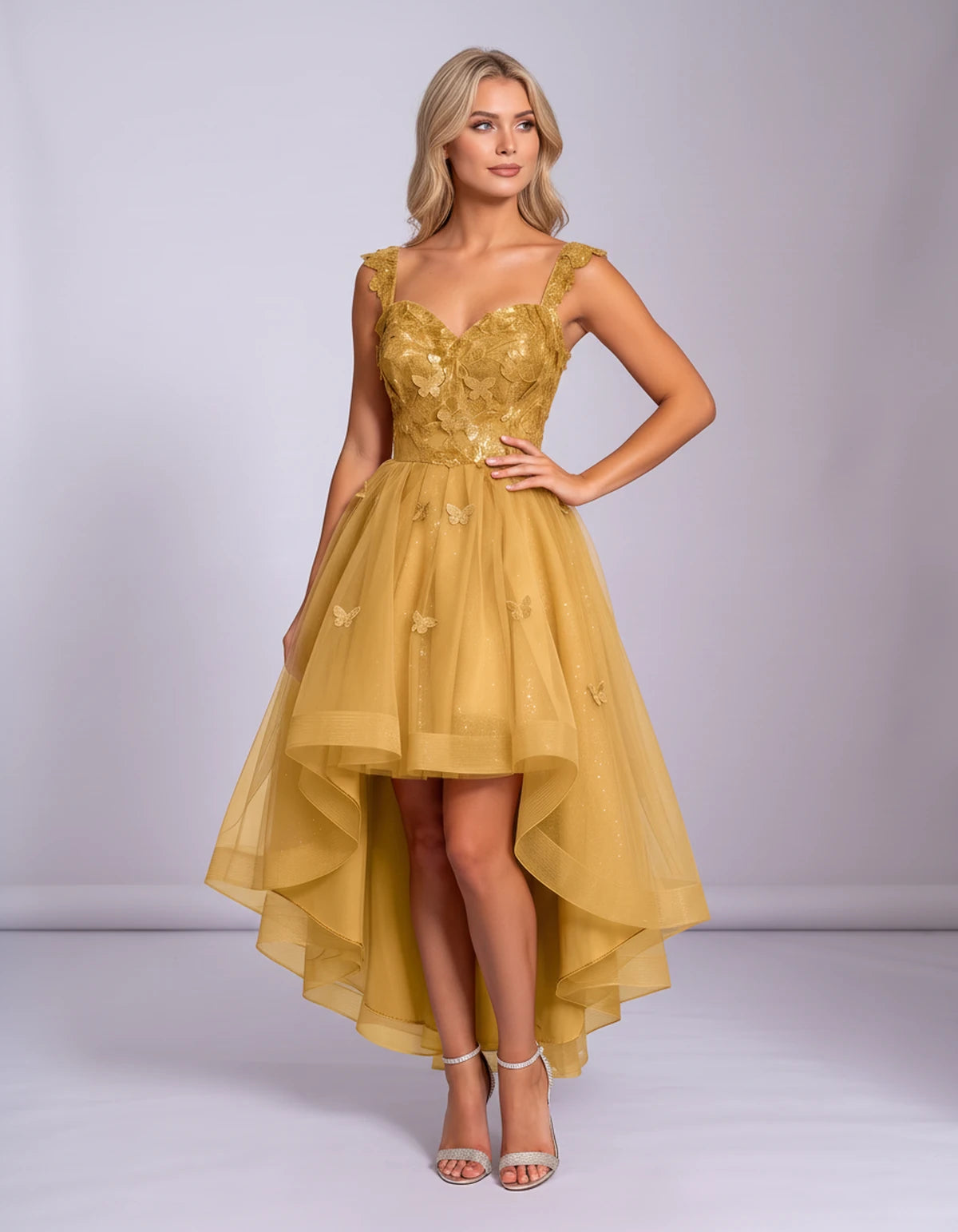 Georgiana Midi Dresses — Gold | SKU: SD-70366-gold-2,SD-70366-gold-4,SD-70366-gold-6,SD-70366-gold-8,SD-70366-gold-10,SD-70366-gold-12,SD-70366-gold-14,SD-70366-gold-16,SD-70366-gold-16W,SD-70366-gold-18W,SD-70366-gold-20W,SD-70366-gold-22W