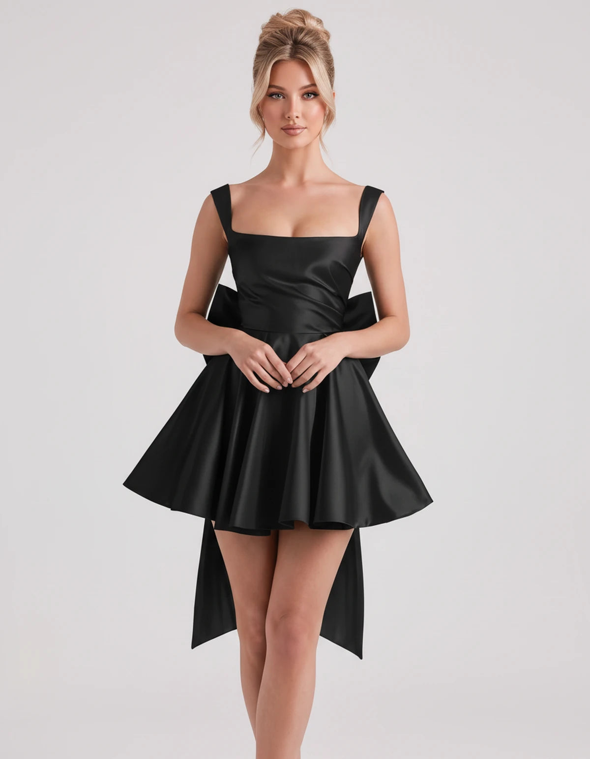 Ginevra Mini Dress — Black | SKU: SD-20943-black-2,SD-20943-black-4,SD-20943-black-6,SD-20943-black-8,SD-20943-black-10,SD-20943-black-12,SD-20943-black-14,SD-20943-black-16,SD-20943-black-16W,SD-20943-black-18W,SD-20943-black-20W,SD-20943-black-22W