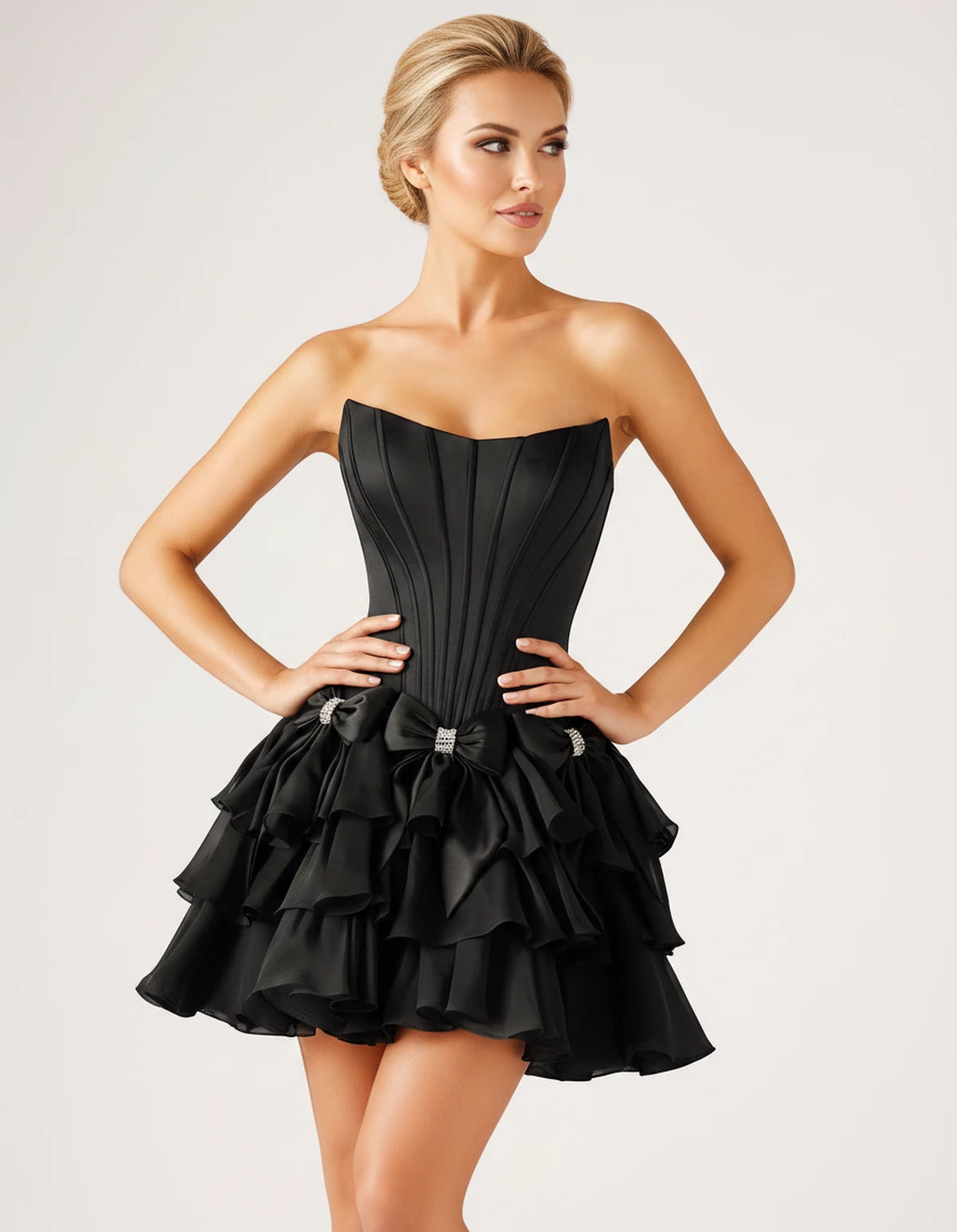 Gisele Mini Dress — Black | SKU: SD-34227-black-2,SD-34227-black-4,SD-34227-black-6,SD-34227-black-8,SD-34227-black-10,SD-34227-black-12,SD-34227-black-14,SD-34227-black-14W,SD-34227-black-16,SD-34227-black-16W,SD-34227-black-18W,SD-34227-black-20W