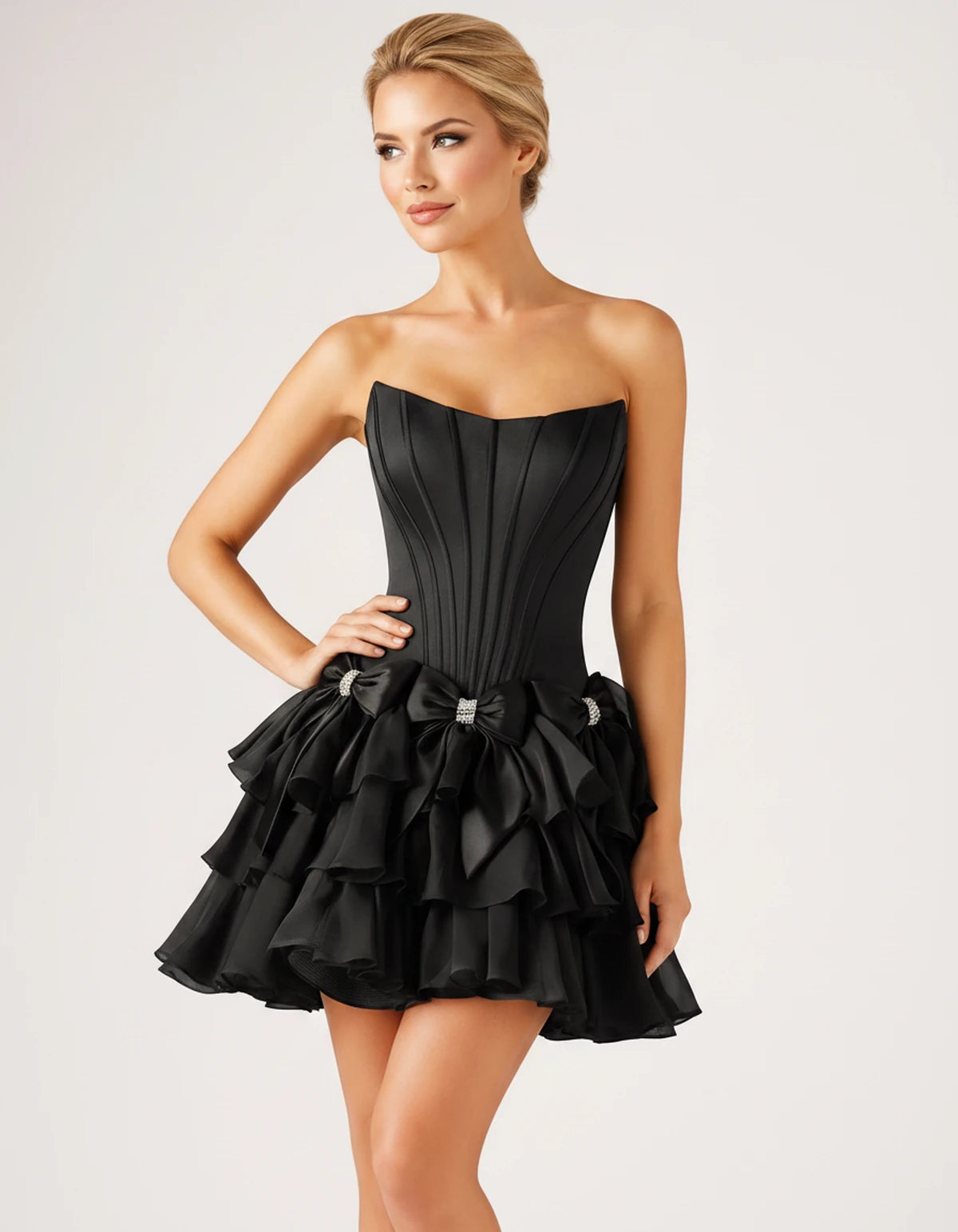 Gisele Mini Dress — Black | SKU: SD-34227-black-2,SD-34227-black-4,SD-34227-black-6,SD-34227-black-8,SD-34227-black-10,SD-34227-black-12,SD-34227-black-14,SD-34227-black-14W,SD-34227-black-16,SD-34227-black-16W,SD-34227-black-18W,SD-34227-black-20W