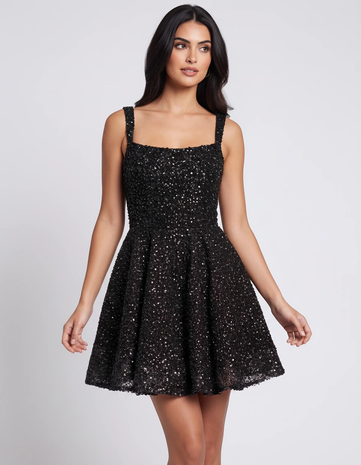 Grenoble Mini Dress — Black | SKU: SD-46117-black-2,SD-46117-black-4,SD-46117-black-6,SD-46117-black-8,SD-46117-black-10,SD-46117-black-12,SD-46117-black-14,SD-46117-black-16,SD-46117-black-16W,SD-46117-black-18W,SD-46117-black-20W,SD-46117-black-22W