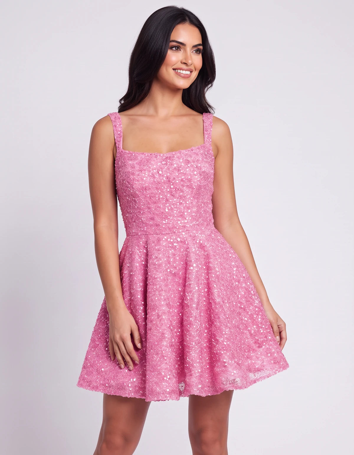 Grenoble Mini Dress — Pink | SKU: SD-46117-pink-2,SD-46117-pink-4,SD-46117-pink-6,SD-46117-pink-8,SD-46117-pink-10,SD-46117-pink-12,SD-46117-pink-14,SD-46117-pink-16,SD-46117-pink-16W,SD-46117-pink-18W,SD-46117-pink-20W,SD-46117-pink-22W