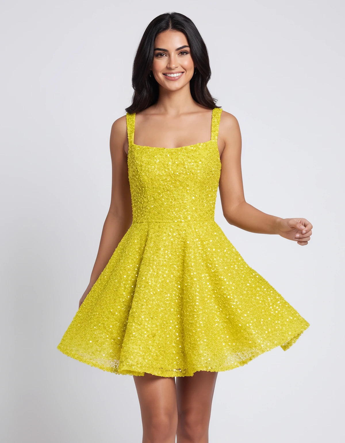 Grenoble Mini Dress — Yellow | SKU: SD-46117-yellow-2,SD-46117-yellow-4,SD-46117-yellow-6,SD-46117-yellow-8,SD-46117-yellow-10,SD-46117-yellow-12,SD-46117-yellow-14,SD-46117-yellow-16,SD-46117-yellow-16W,SD-46117-yellow-18W,SD-46117-yellow-20W,SD-46117-yellow-22W