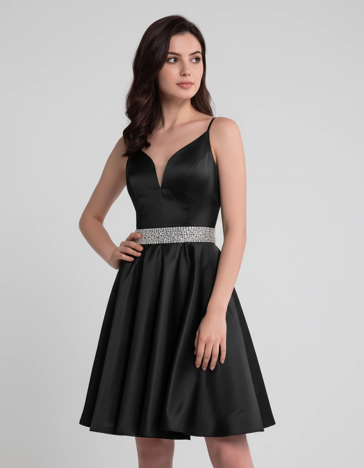 Guinevere Mini Dress — Black | SKU: SD-18933-black-2,SD-18933-black-4,SD-18933-black-6,SD-18933-black-8,SD-18933-black-10,SD-18933-black-12,SD-18933-black-14,SD-18933-black-16,SD-18933-black-16W,SD-18933-black-18W,SD-18933-black-20W,SD-18933-black-22W