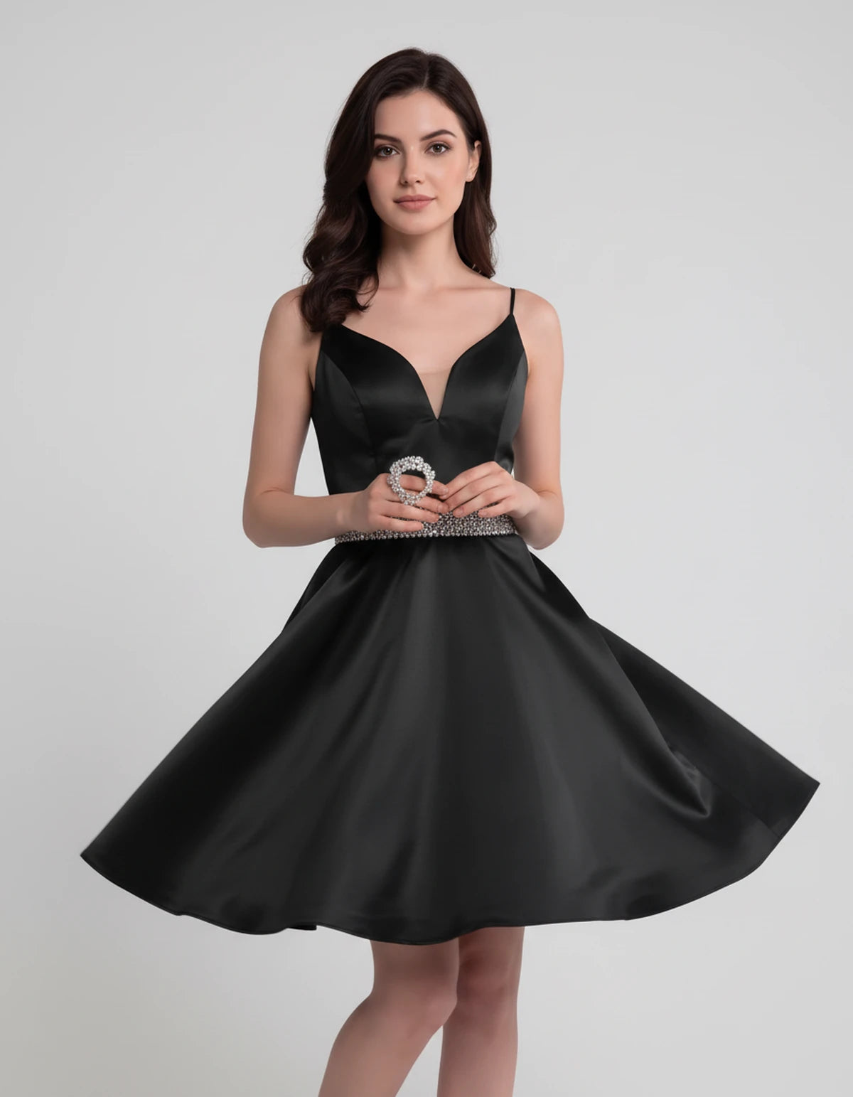 Guinevere Mini Dress — Black | SKU: SD-18933-black-2,SD-18933-black-4,SD-18933-black-6,SD-18933-black-8,SD-18933-black-10,SD-18933-black-12,SD-18933-black-14,SD-18933-black-16,SD-18933-black-16W,SD-18933-black-18W,SD-18933-black-20W,SD-18933-black-22W