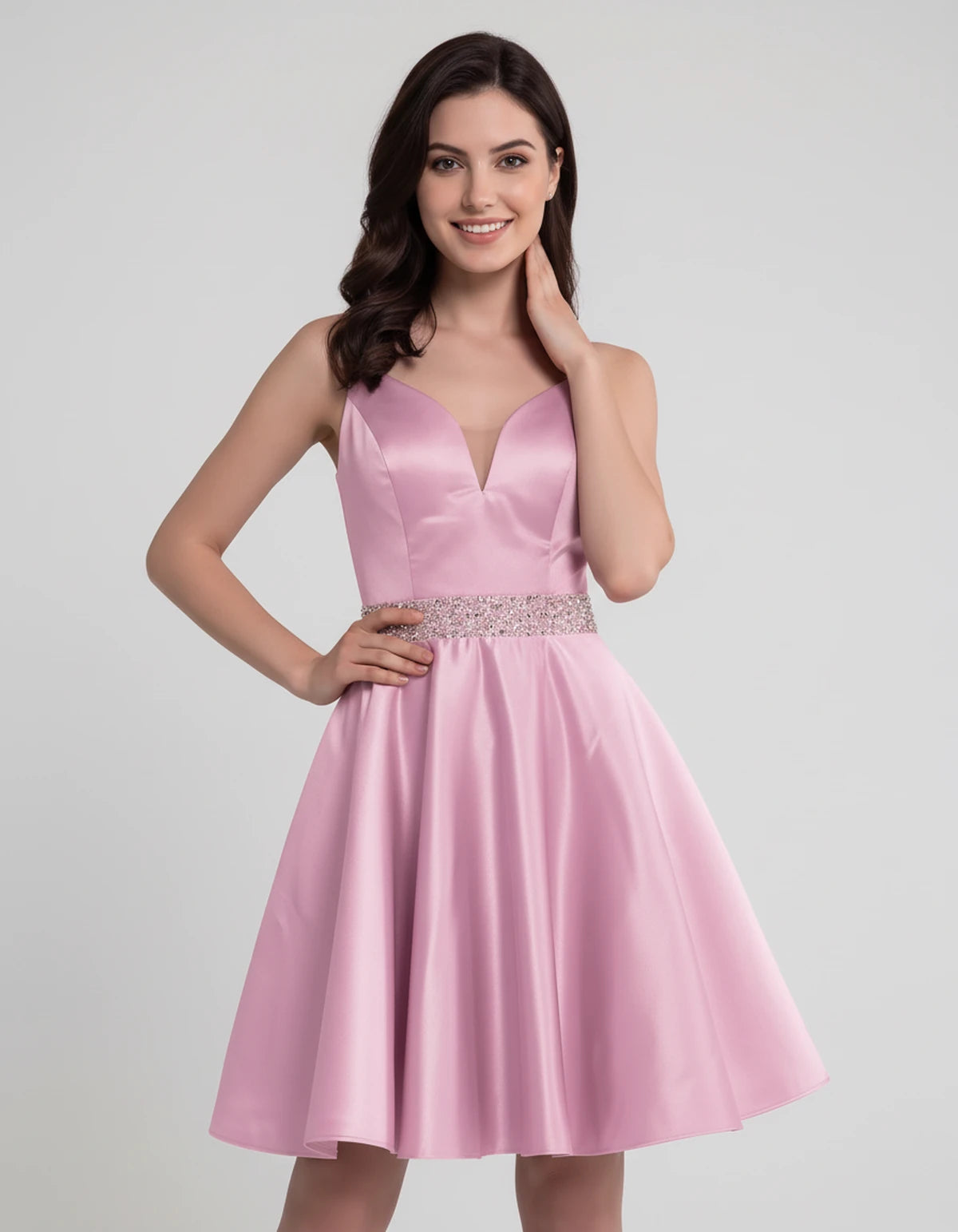 Guinevere Mini Dress — Pink | SKU: SD-18933-pink-2,SD-18933-pink-4,SD-18933-pink-6,SD-18933-pink-8,SD-18933-pink-10,SD-18933-pink-12,SD-18933-pink-14,SD-18933-pink-16,SD-18933-pink-16W,SD-18933-pink-18W,SD-18933-pink-20W,SD-18933-pink-22W