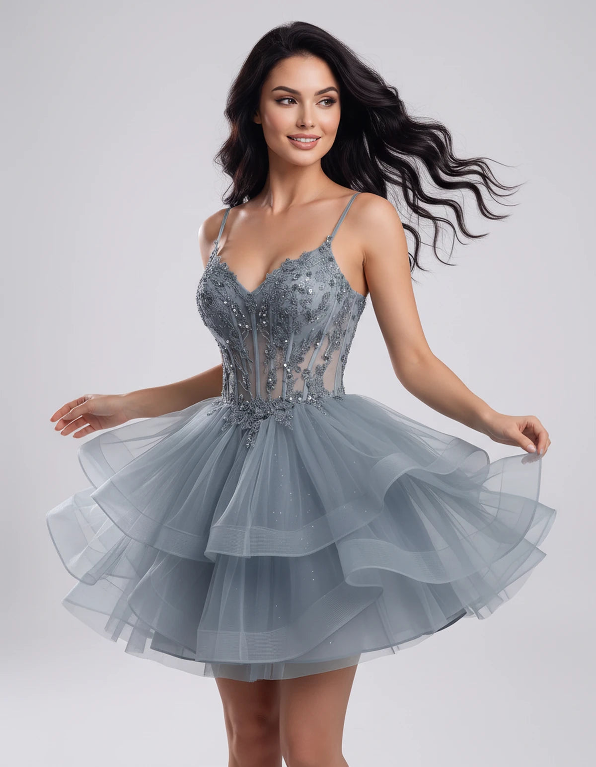 Hadriana Mini Dress — Dusty Blue | SKU: SD-94752-dustyblue-2,SD-94752-dustyblue-4,SD-94752-dustyblue-6,SD-94752-dustyblue-8,SD-94752-dustyblue-10,SD-94752-dustyblue-12,SD-94752-dustyblue-14,SD-94752-dustyblue-16,SD-94752-dustyblue-16W,SD-94752-dustyblue-18W,SD-94752-dustyblue-20W,SD-94752-dustyblue-22W