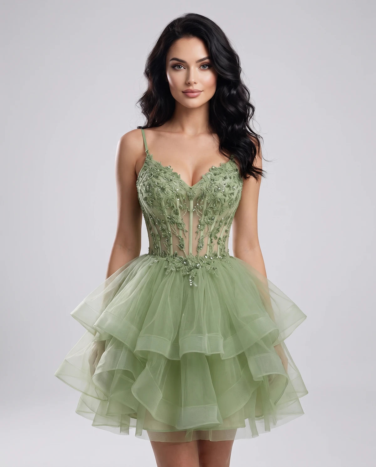 Hadriana Mini Dress — Dusty Sage