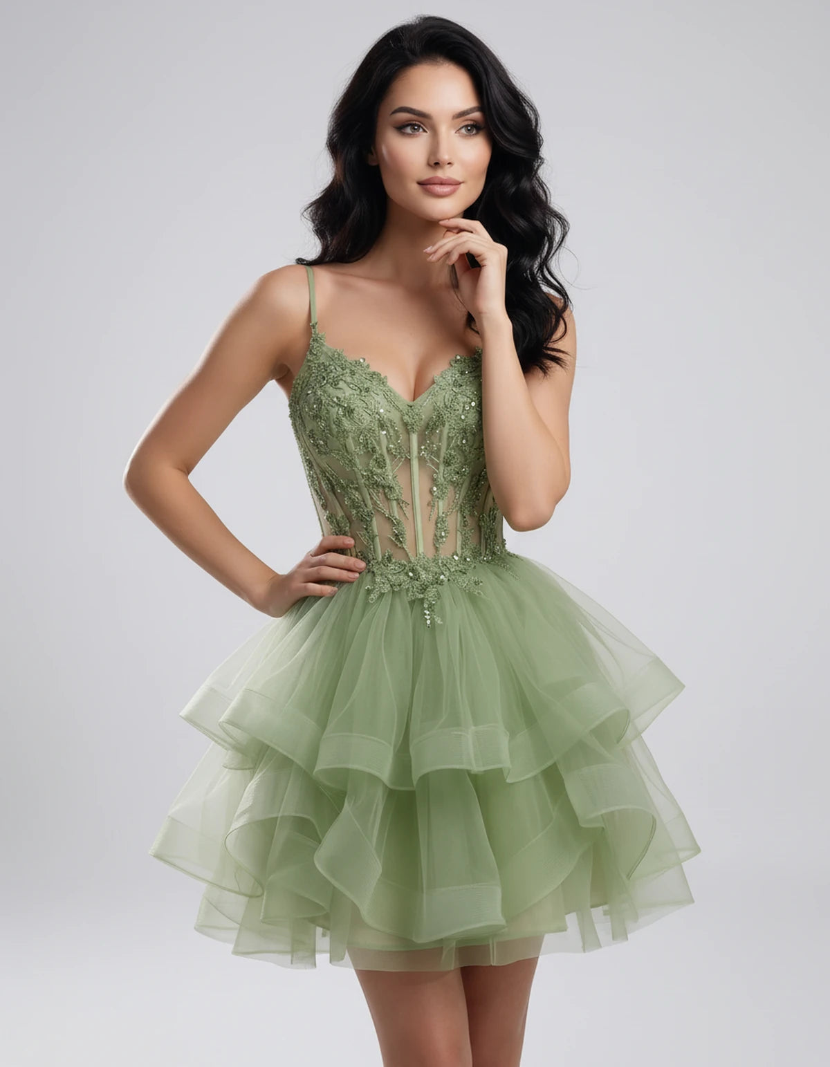 Hadriana Mini Dress — Dusty Sage | SKU: SD-94752-dustysage-2,SD-94752-dustysage-4,SD-94752-dustysage-6,SD-94752-dustysage-8,SD-94752-dustysage-10,SD-94752-dustysage-12,SD-94752-dustysage-14,SD-94752-dustysage-16,SD-94752-dustysage-16W,SD-94752-dustysage-18W,SD-94752-dustysage-20W,SD-94752-dustysage-22W