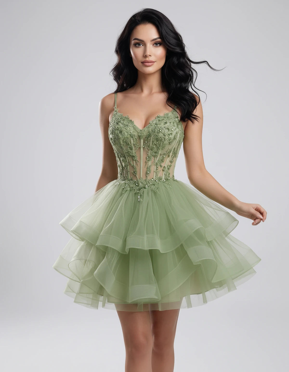 Hadriana Mini Dress — Dusty Sage | SKU: SD-94752-dustysage-2,SD-94752-dustysage-4,SD-94752-dustysage-6,SD-94752-dustysage-8,SD-94752-dustysage-10,SD-94752-dustysage-12,SD-94752-dustysage-14,SD-94752-dustysage-16,SD-94752-dustysage-16W,SD-94752-dustysage-18W,SD-94752-dustysage-20W,SD-94752-dustysage-22W